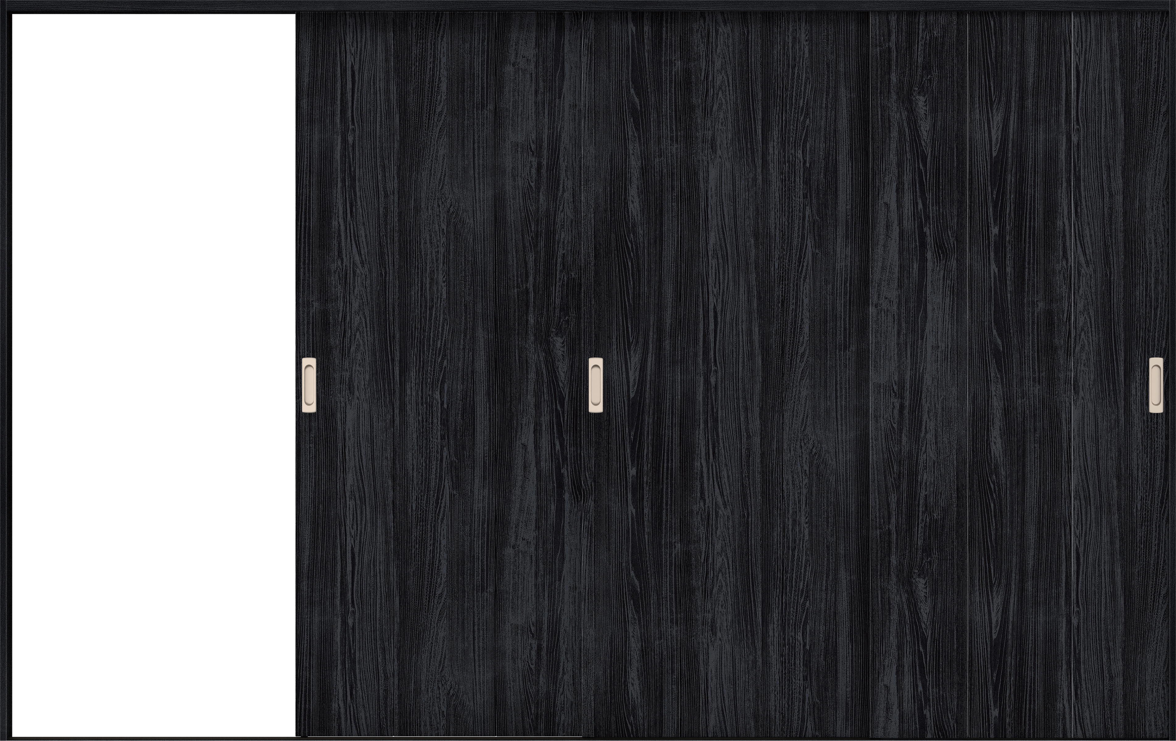 リビングドア　イエリア　引戸・３枚片引　扉セット　Ｇ１デザイン　３２２９幅用　２０００高　〈モスブラック柄〉　左引用　錠なし　ラクラクローズ付