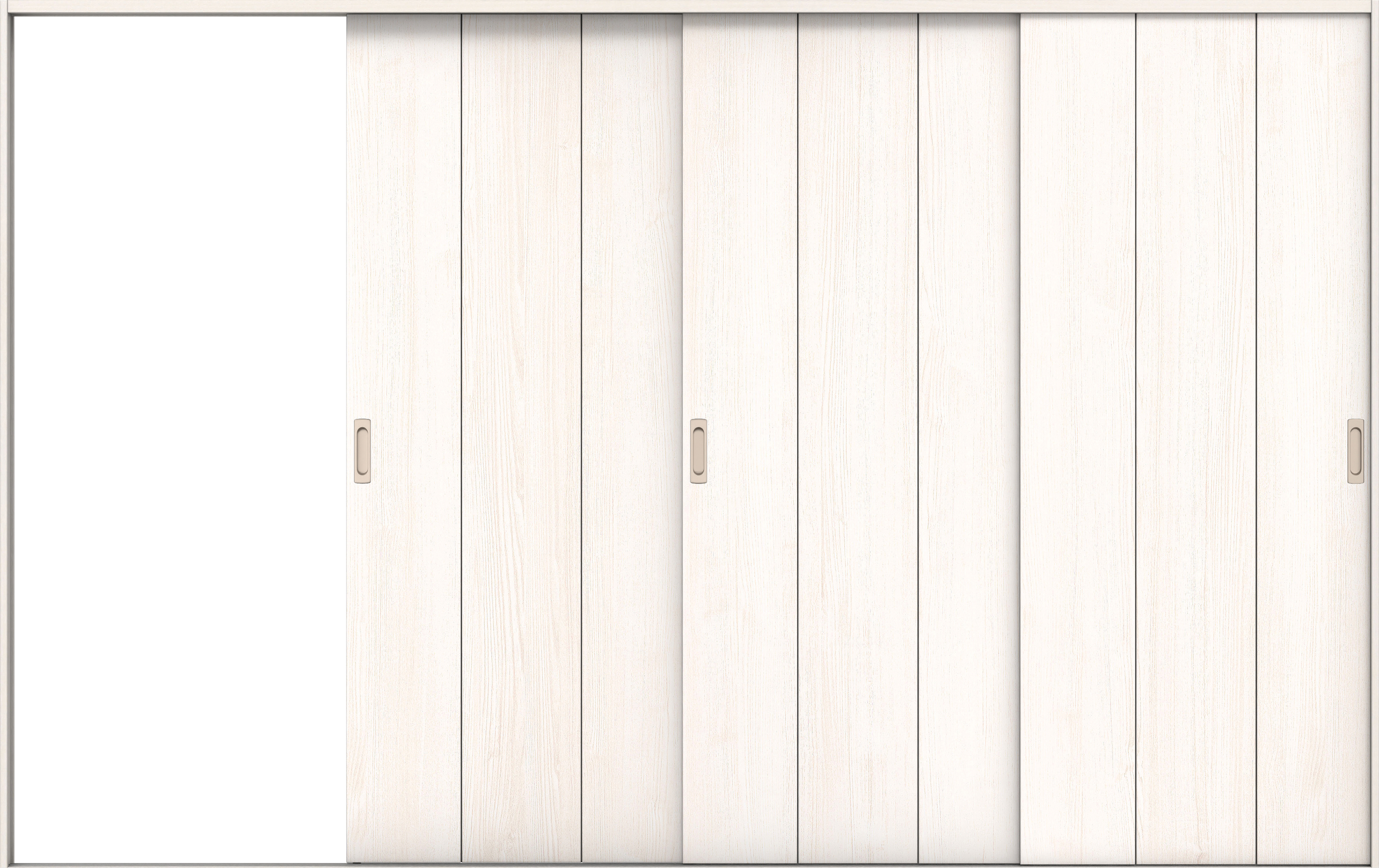 リビングドア　イエリア　引戸・３枚片引　扉セット　Ｇ１デザイン　３２２９幅用　２０００高　〈ネオホワイト柄〉　左引用　錠なし　ラクラクローズ付