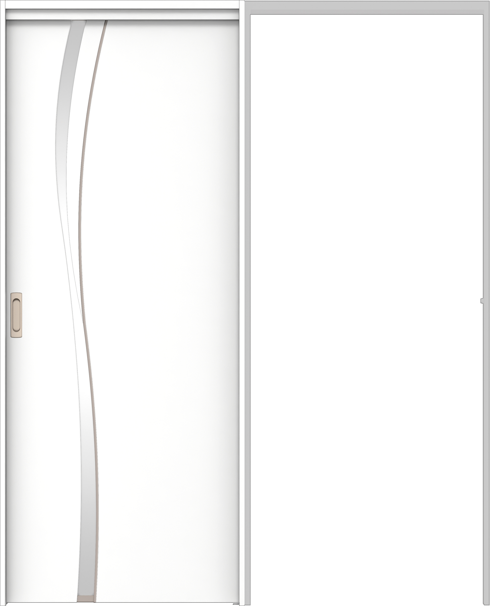 リビングドア　イエリア　吊戸・引込　扉セット　Ｋ７デザイン　１４５０幅用　２０００高　〈パウダーホワイト柄〉　左右兼用　錠なし　ラクラクローズ付用