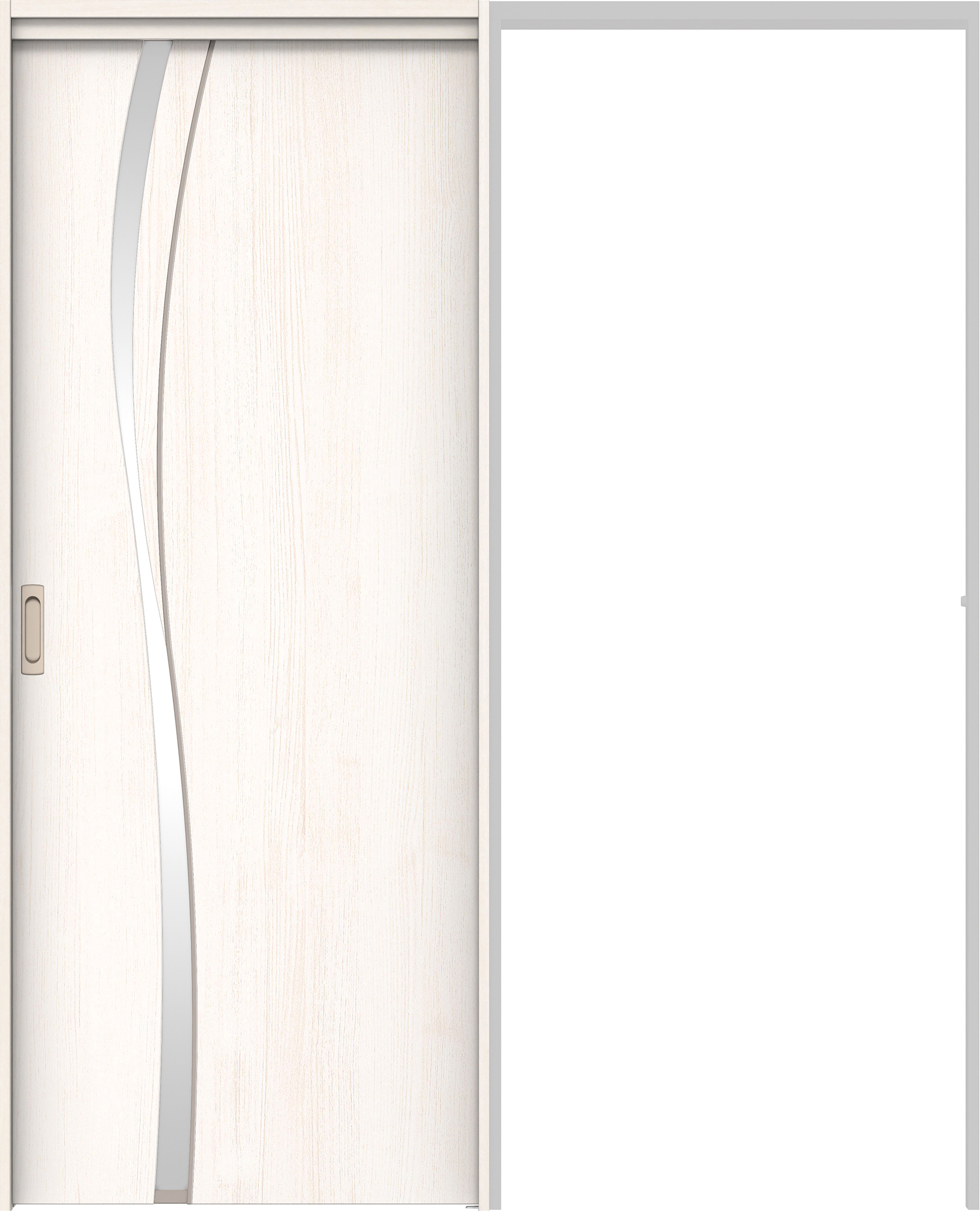 リビングドア　イエリア　吊戸・引込　扉セット　Ｋ７デザイン　１４５０幅用　２０００高　〈ネオホワイト柄〉　左右兼用　錠なし　ラクラクローズ付用
