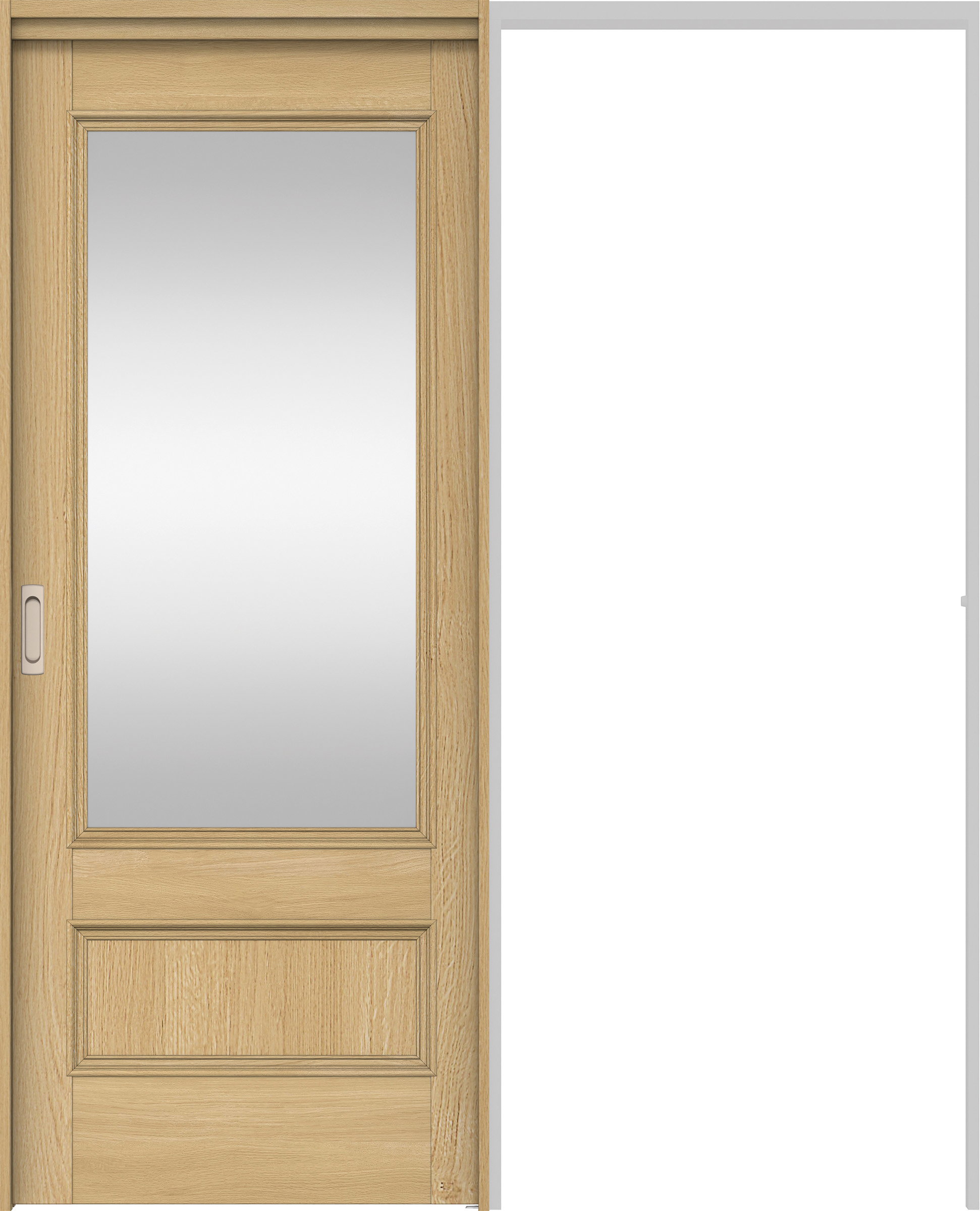 リビングドア　イエリア　吊戸・引込　扉セット　Ｍ２デザイン　１６４５幅用　２０００高　〈ライトオーカー柄〉　左右兼用　錠なし　ラクラクローズ付用