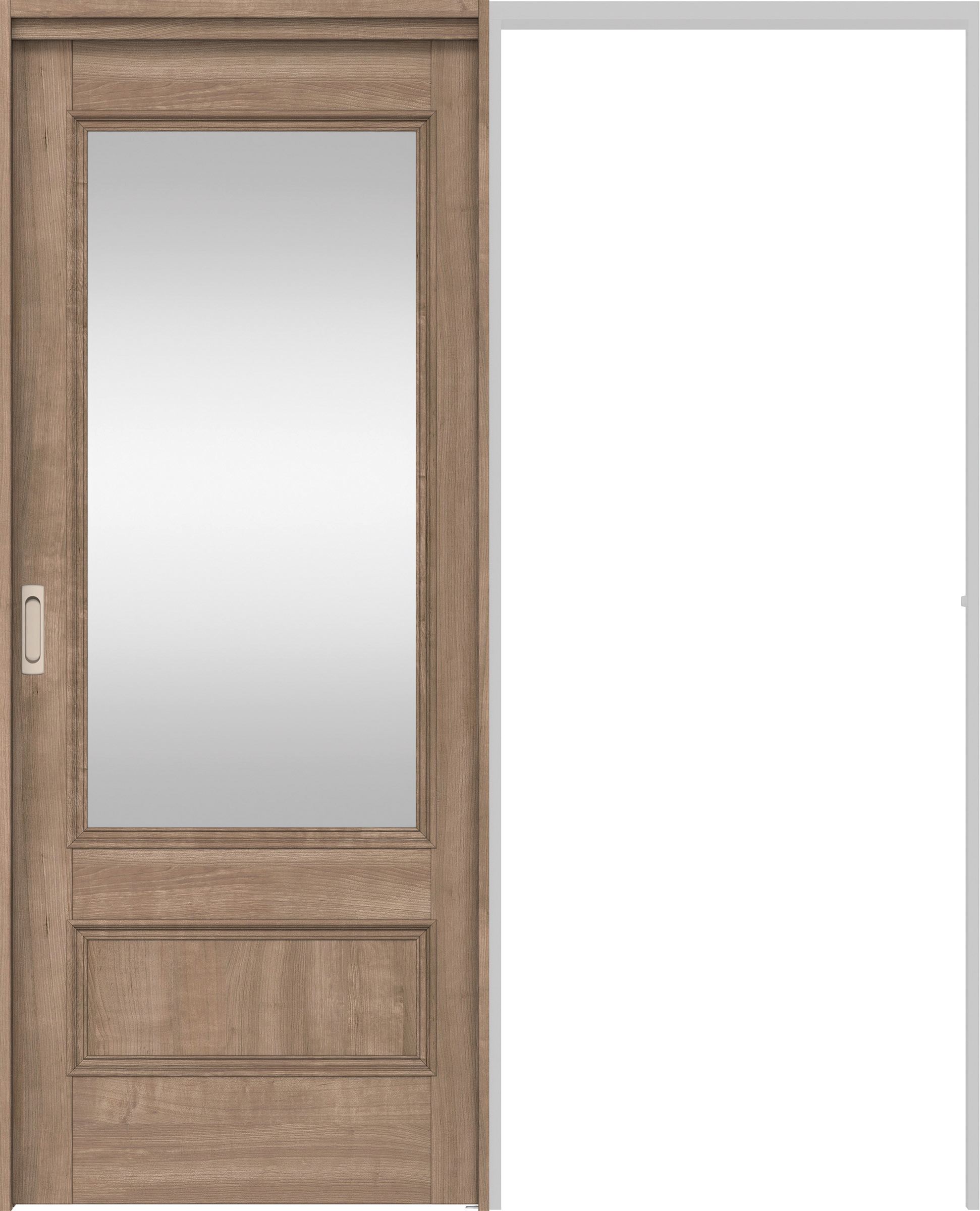 リビングドア　イエリア　吊戸・引込　扉セット　Ｍ２デザイン　１６４５幅用　２０００高　〈トープグレー柄〉　左右兼用　錠なし　ラクラクローズ付用