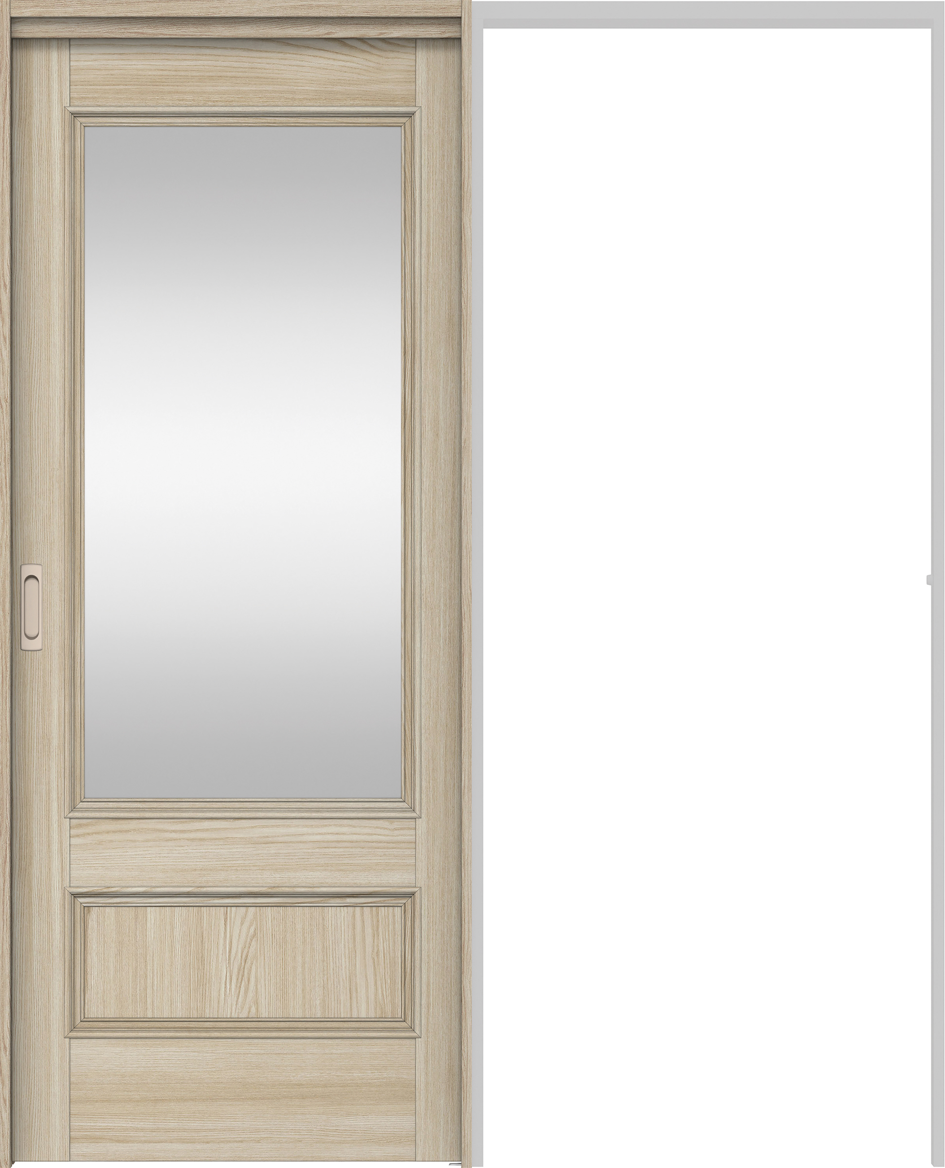 リビングドア　イエリア　吊戸・引込　扉セット　Ｍ２デザイン　１６４５幅用　２０００高　〈ソフトグレージュ柄〉　左右兼用　錠なし　ラクラクローズ付用