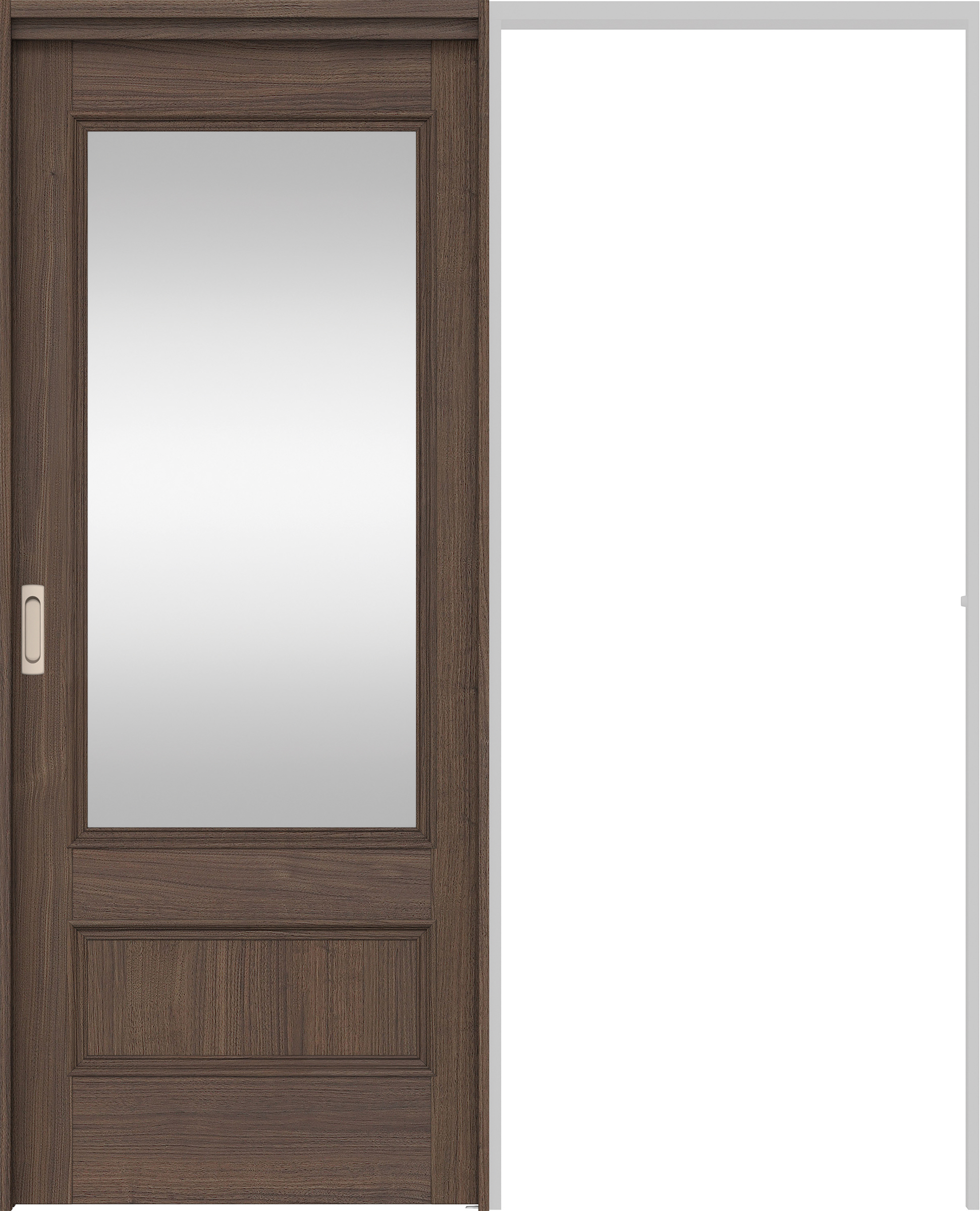 リビングドア　イエリア　吊戸・引込　扉セット　Ｍ２デザイン　１６４５幅用　２０００高　〈ダルブラウン柄〉　左右兼用　錠なし　ラクラクローズ付用