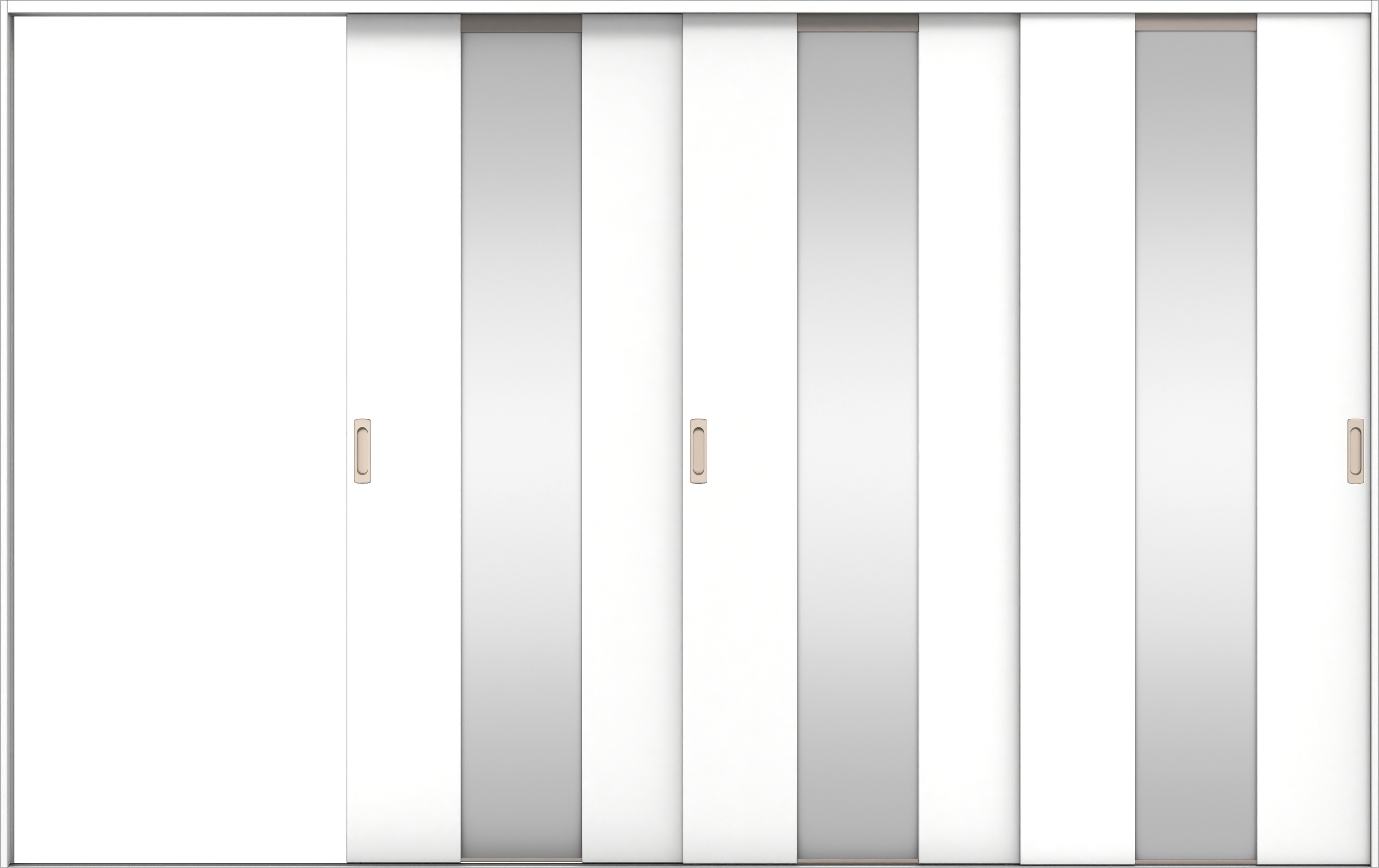 リビングドア　イエリア　引戸・３枚片引　扉セット　Ｇ５デザイン　３２２９幅用　２０００高　〈パウダーホワイト柄〉　左引用　錠なし　ラクラクローズ付