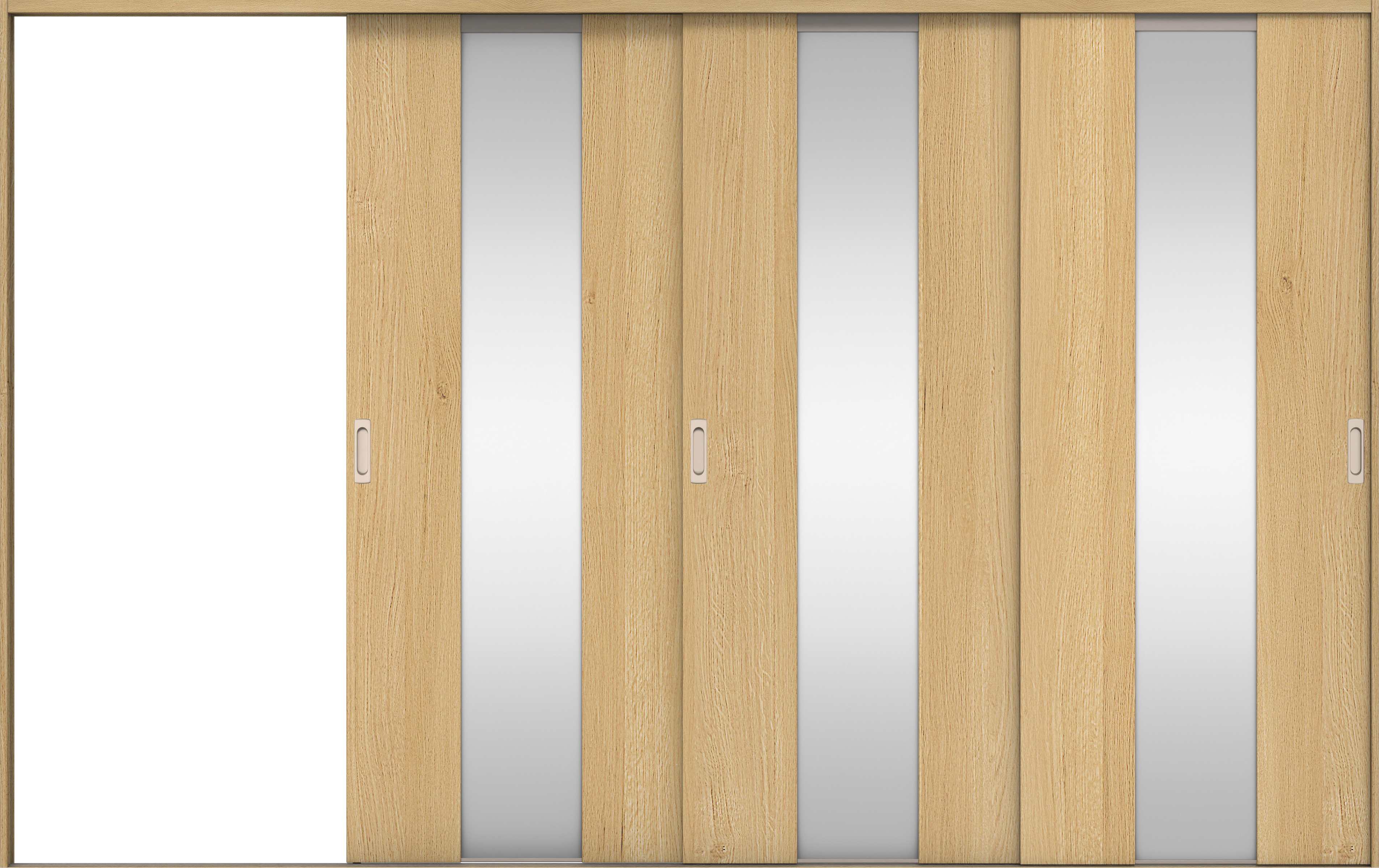 リビングドア　イエリア　引戸・３枚片引　扉セット　Ｇ５デザイン　３２２９幅用　２０００高　〈ライトオーカー柄〉　左引用　錠なし　ラクラクローズ付