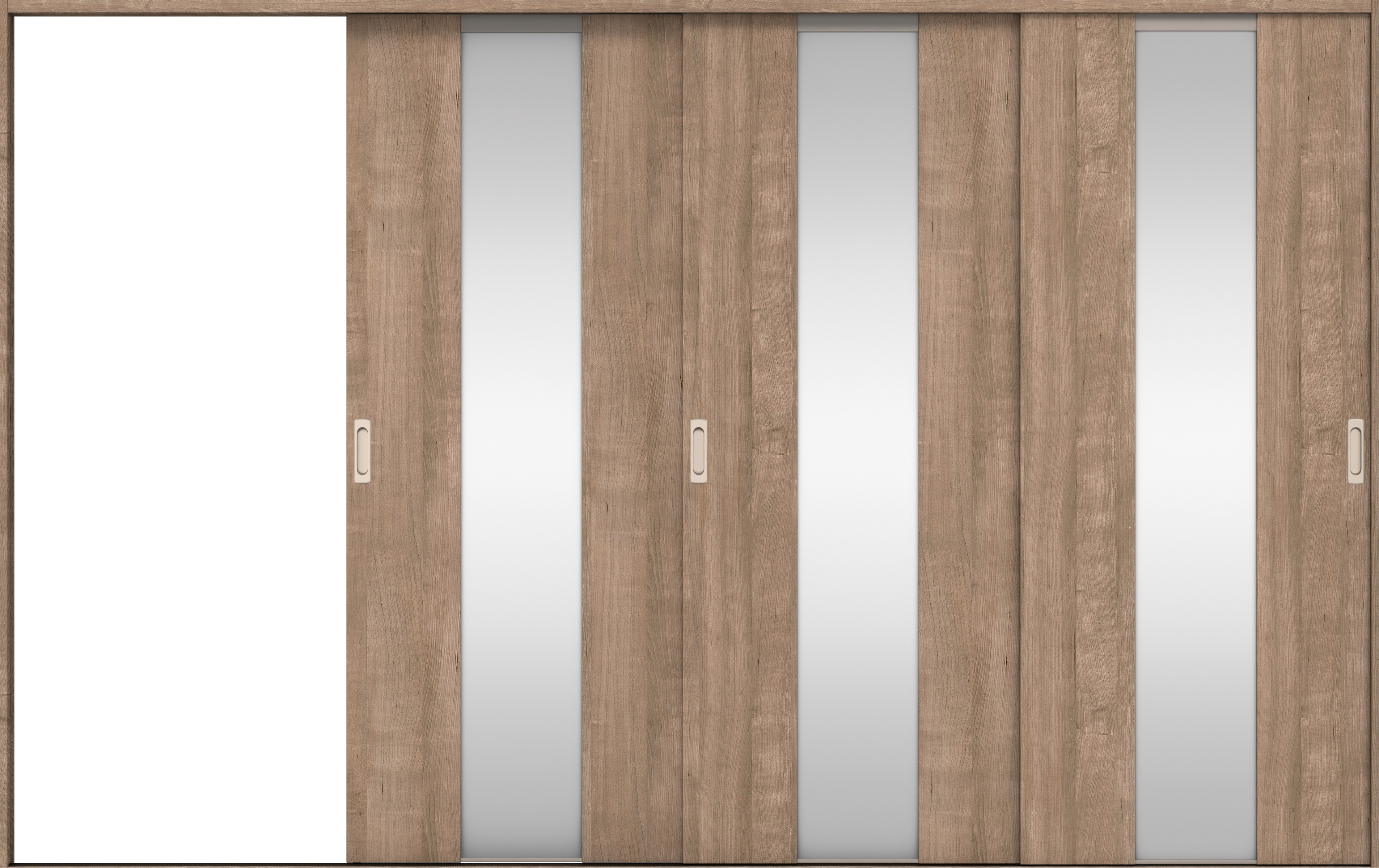 リビングドア　イエリア　引戸・３枚片引　扉セット　Ｇ５デザイン　３２２９幅用　２０００高　〈トープグレー柄〉　左引用　錠なし　ラクラクローズ付