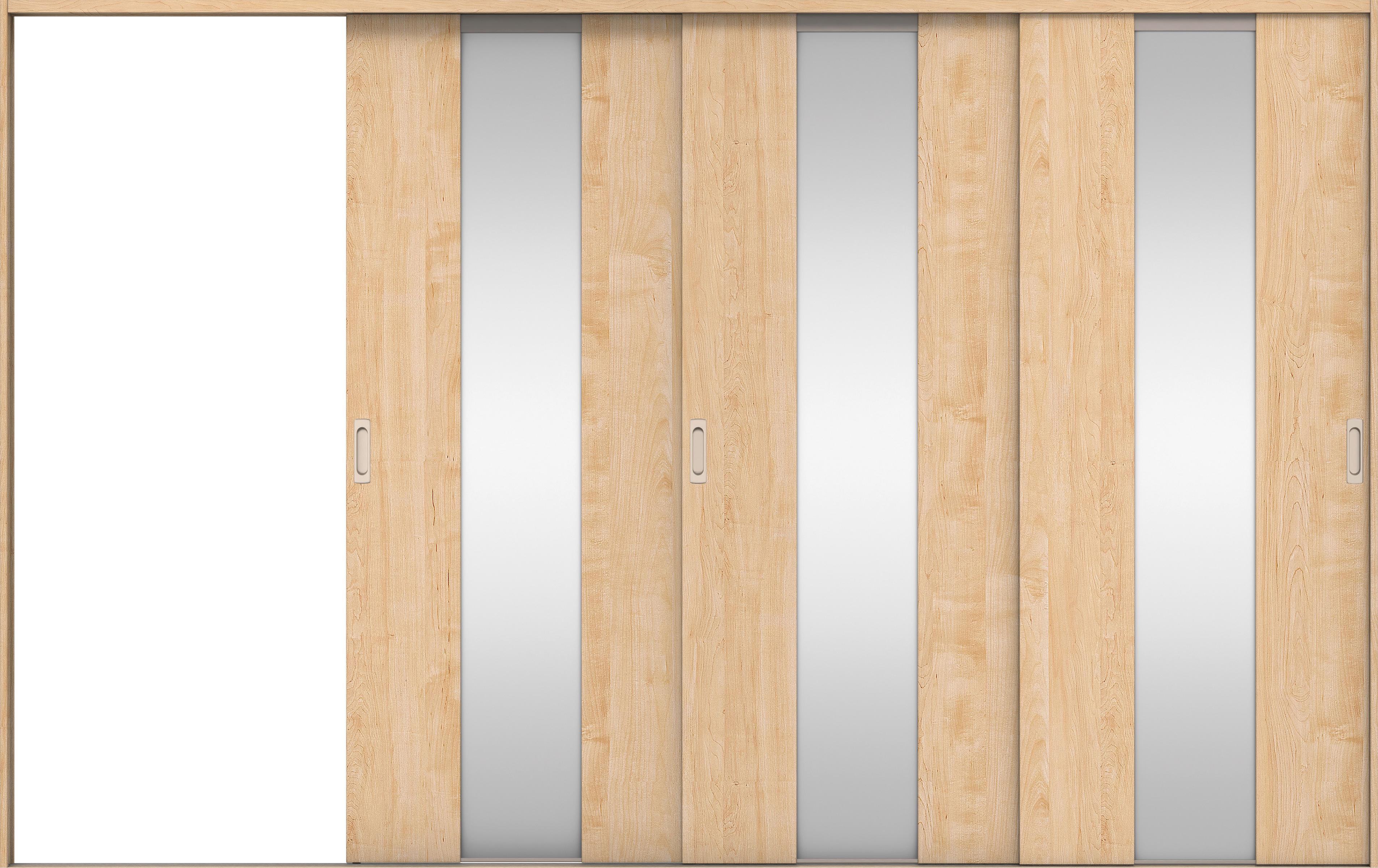 リビングドア　イエリア　引戸・３枚片引　扉セット　Ｇ５デザイン　３２２９幅用　２０００高　〈ミルベージュ柄〉　左引用　錠なし　ラクラクローズ付