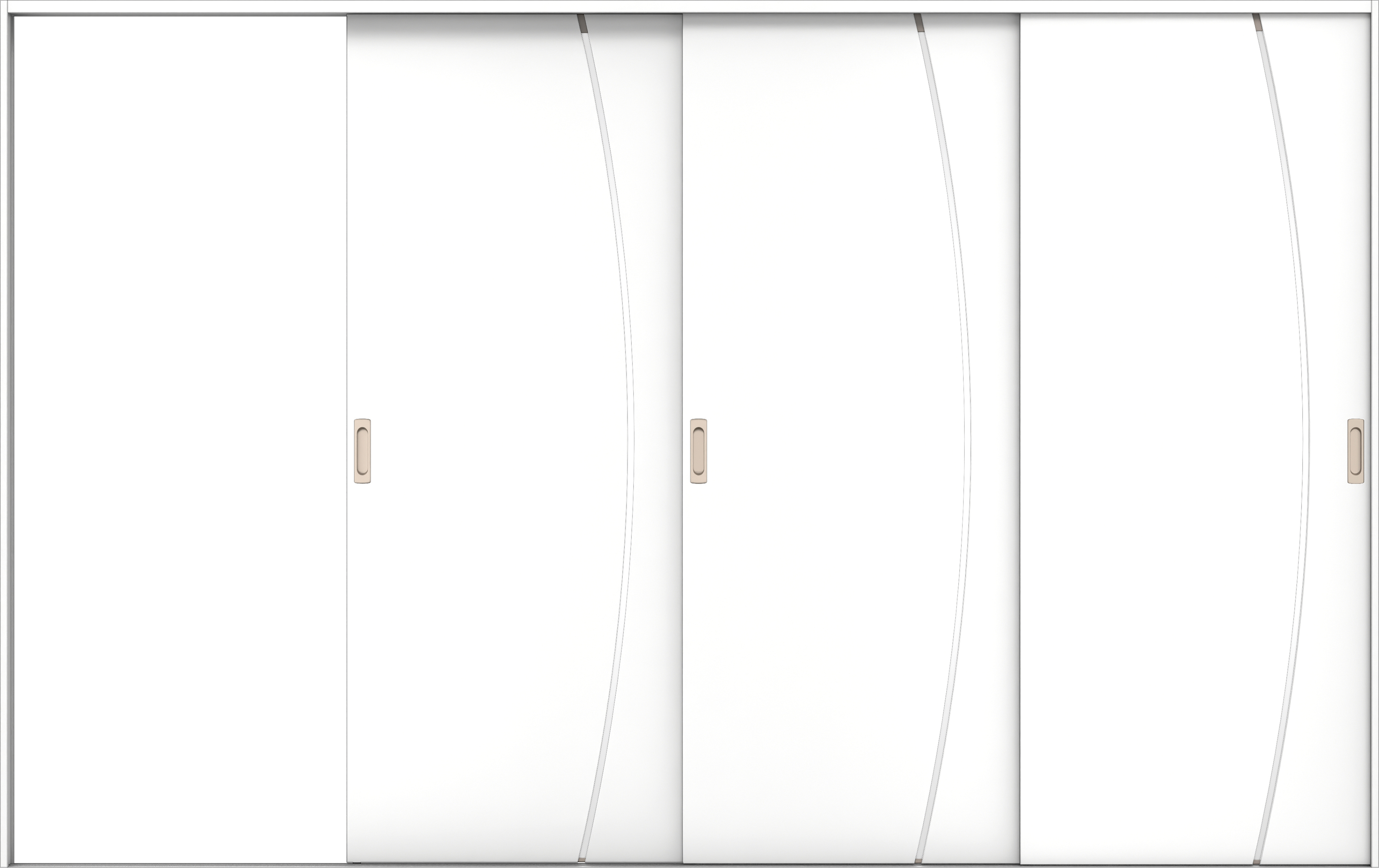 リビングドア　イエリア　引戸・３枚片引　扉セット　Ｋ４デザイン　３２２９幅用　２０００高　〈パウダーホワイト柄〉　左引用　錠なし　ラクラクローズ付