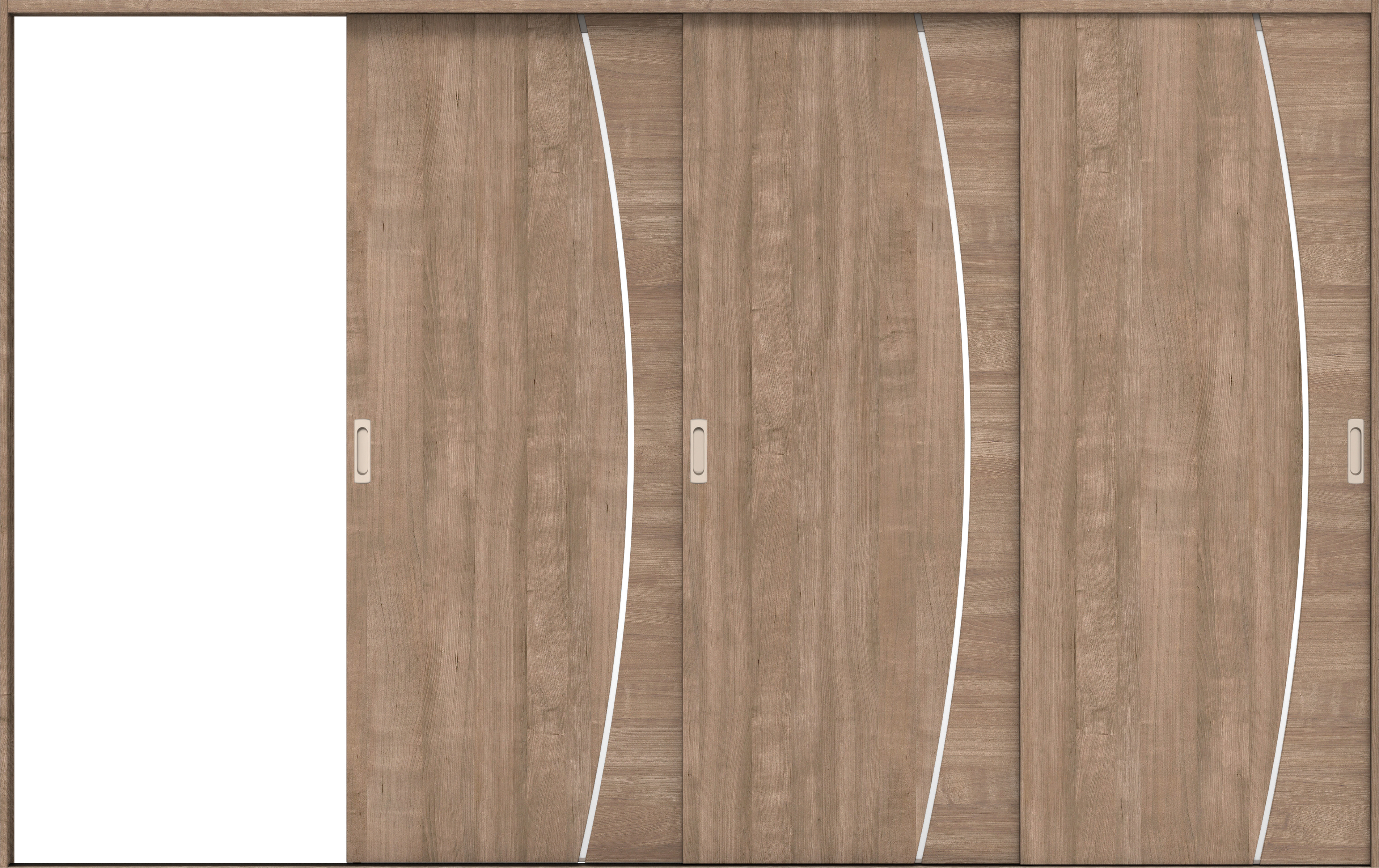 リビングドア　イエリア　引戸・３枚片引　扉セット　Ｋ４デザイン　３２２９幅用　２０００高　〈トープグレー柄〉　左引用　錠なし　ラクラクローズ付