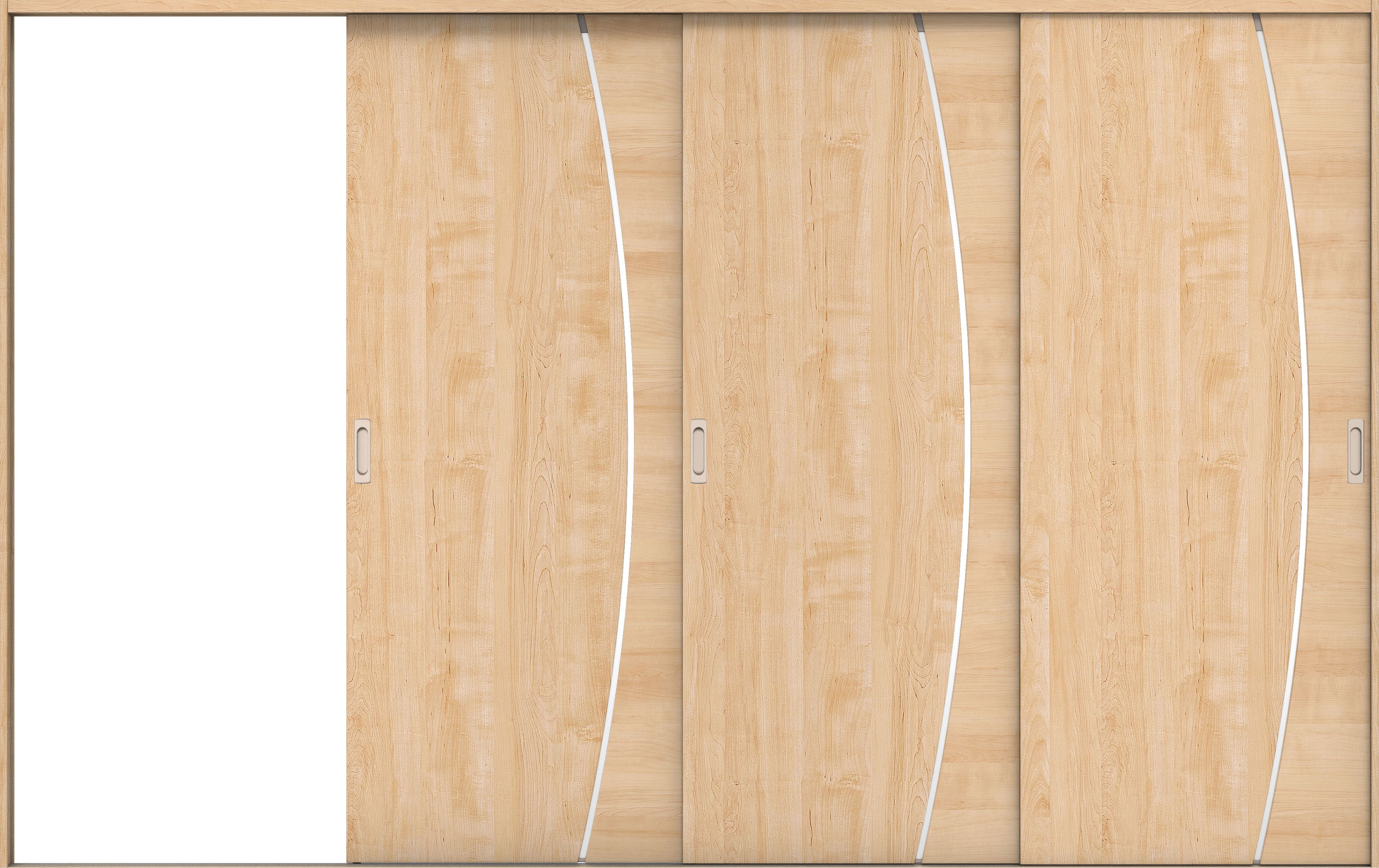 リビングドア　イエリア　引戸・３枚片引　扉セット　Ｋ４デザイン　３２２９幅用　２０００高　〈ミルベージュ柄〉　左引用　錠なし　ラクラクローズ付