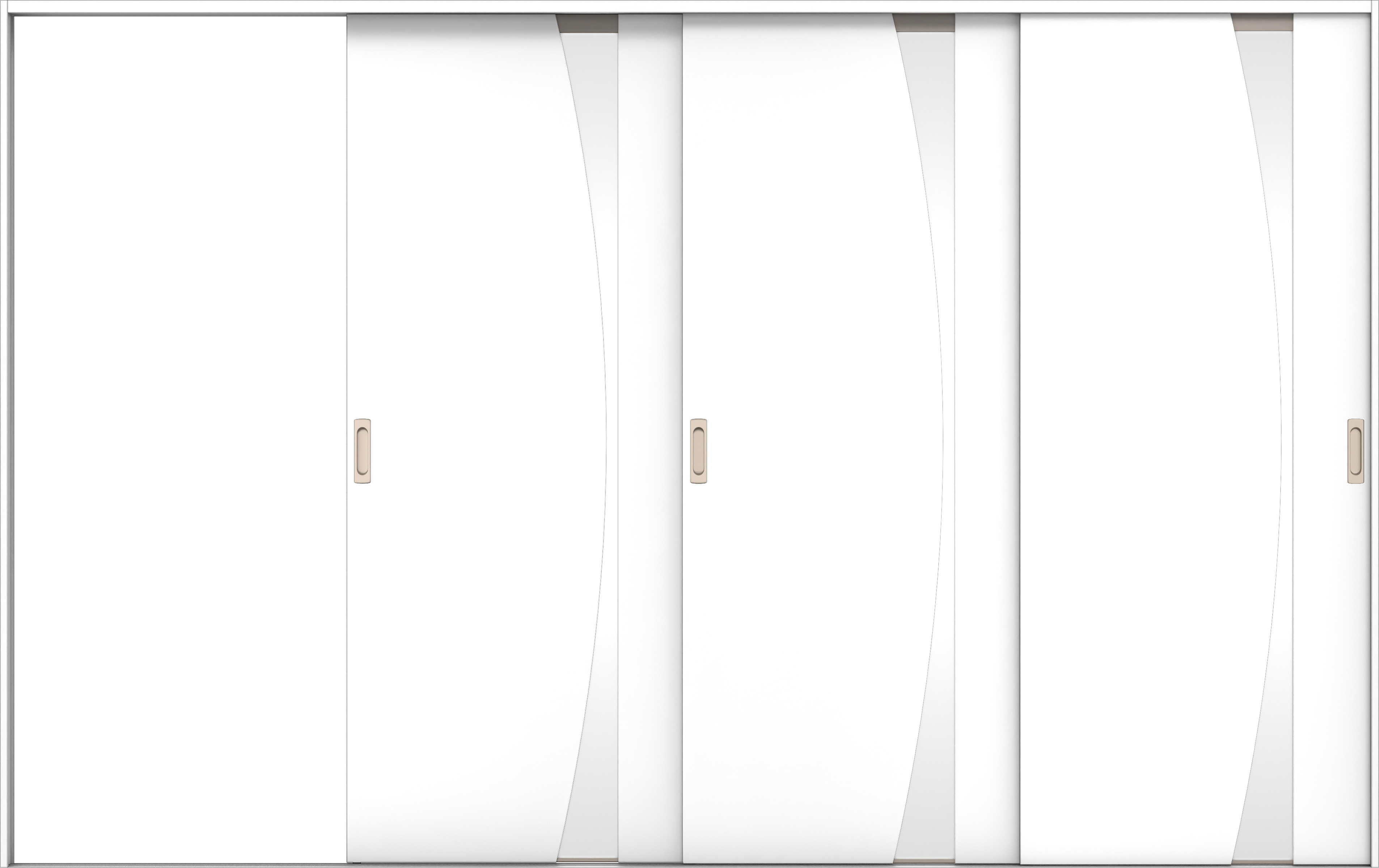 リビングドア　イエリア　引戸・３枚片引　扉セット　Ｋ５デザイン　３２２９幅用　２０００高　〈パウダーホワイト柄〉　左引用　錠なし　ラクラクローズ付