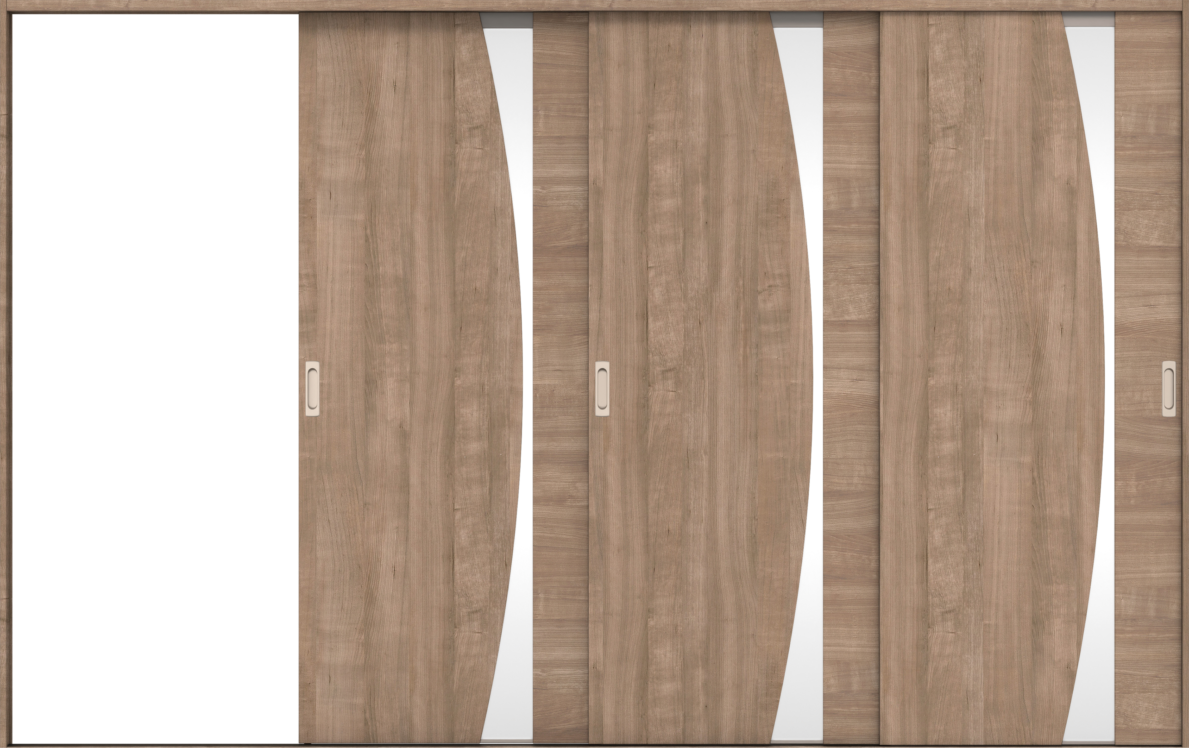 リビングドア　イエリア　引戸・３枚片引　扉セット　Ｋ５デザイン　３２２９幅用　２０００高　〈トープグレー柄〉　左引用　錠なし　ラクラクローズ付