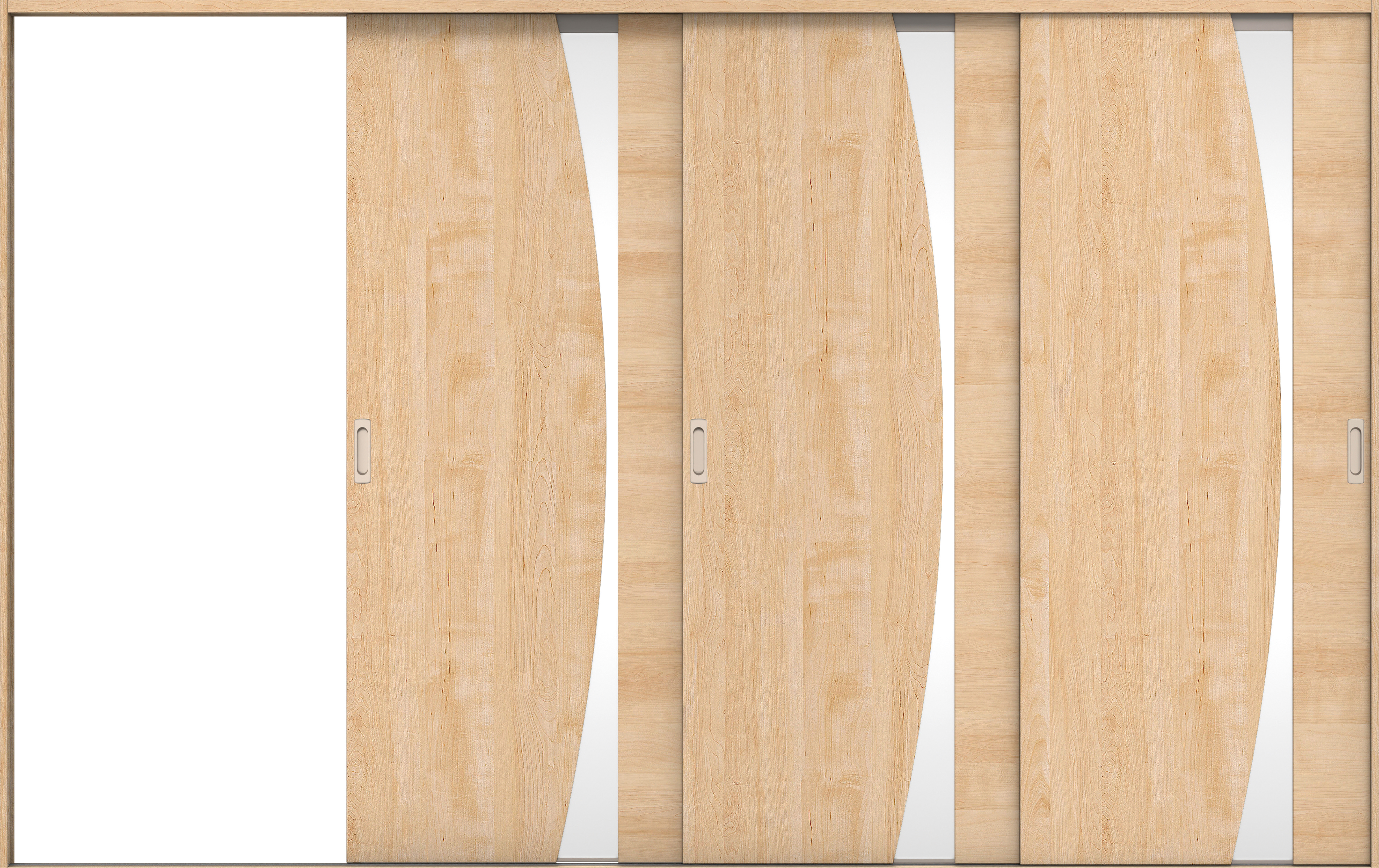 リビングドア　イエリア　引戸・３枚片引　扉セット　Ｋ５デザイン　３２２９幅用　２０００高　〈ミルベージュ柄〉　左引用　錠なし　ラクラクローズ付