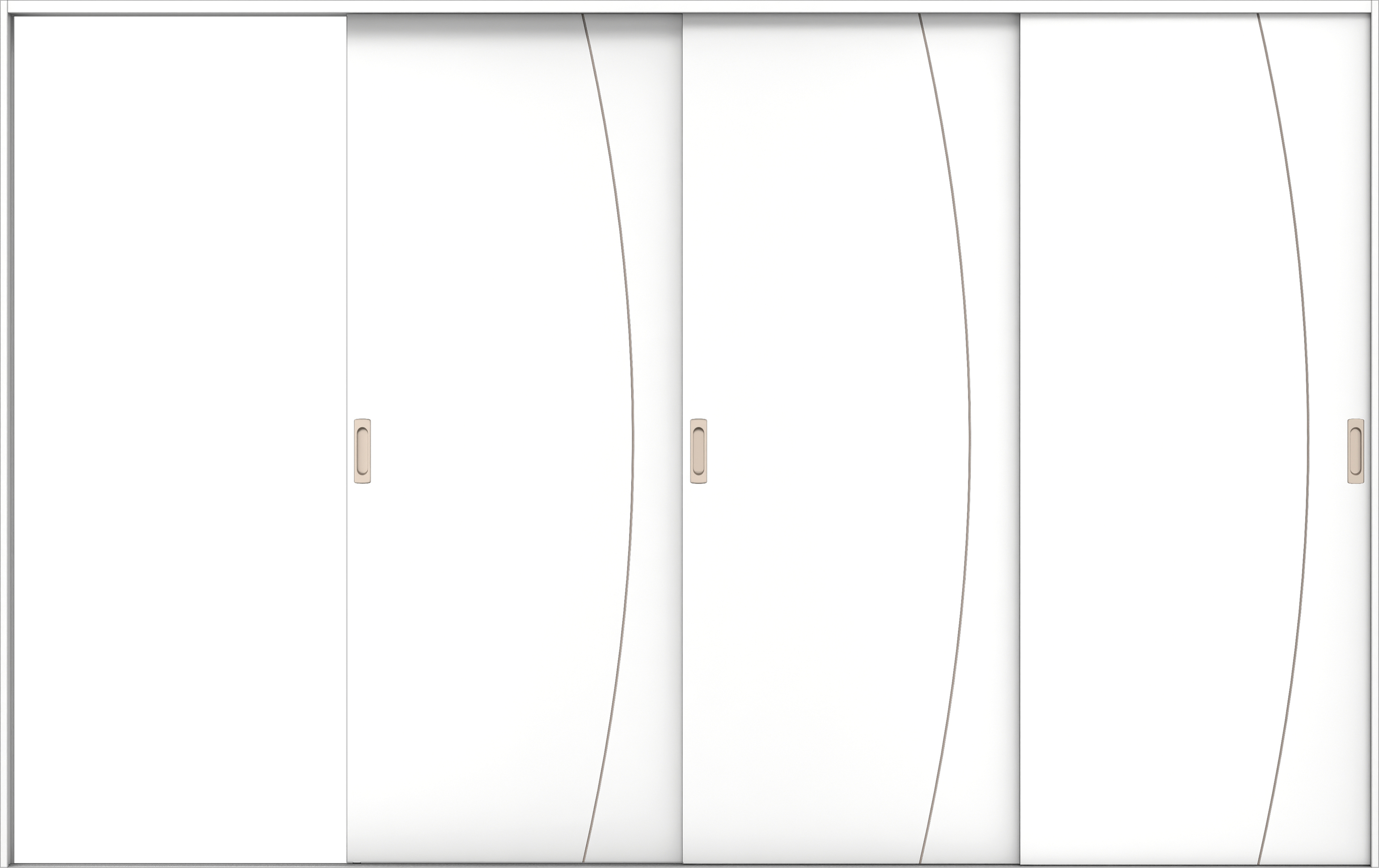 リビングドア　イエリア　引戸・３枚片引　扉セット　Ｋ６デザイン　３２２９幅用　２０００高　〈パウダーホワイト柄〉　左引用　錠なし　ラクラクローズ付