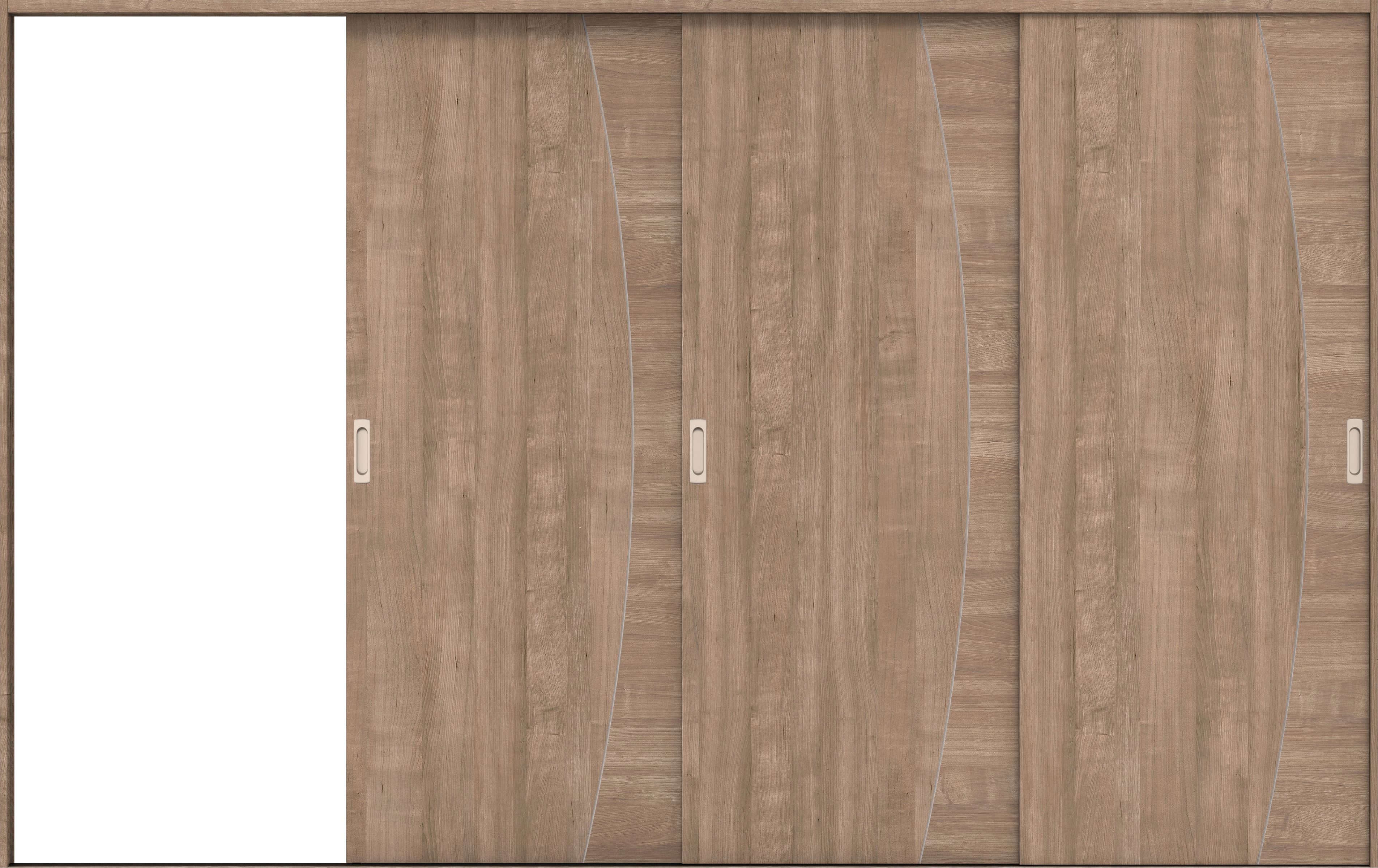 リビングドア　イエリア　引戸・３枚片引　扉セット　Ｋ６デザイン　３２２９幅用　２０００高　〈トープグレー柄〉　左引用　錠なし　ラクラクローズ付