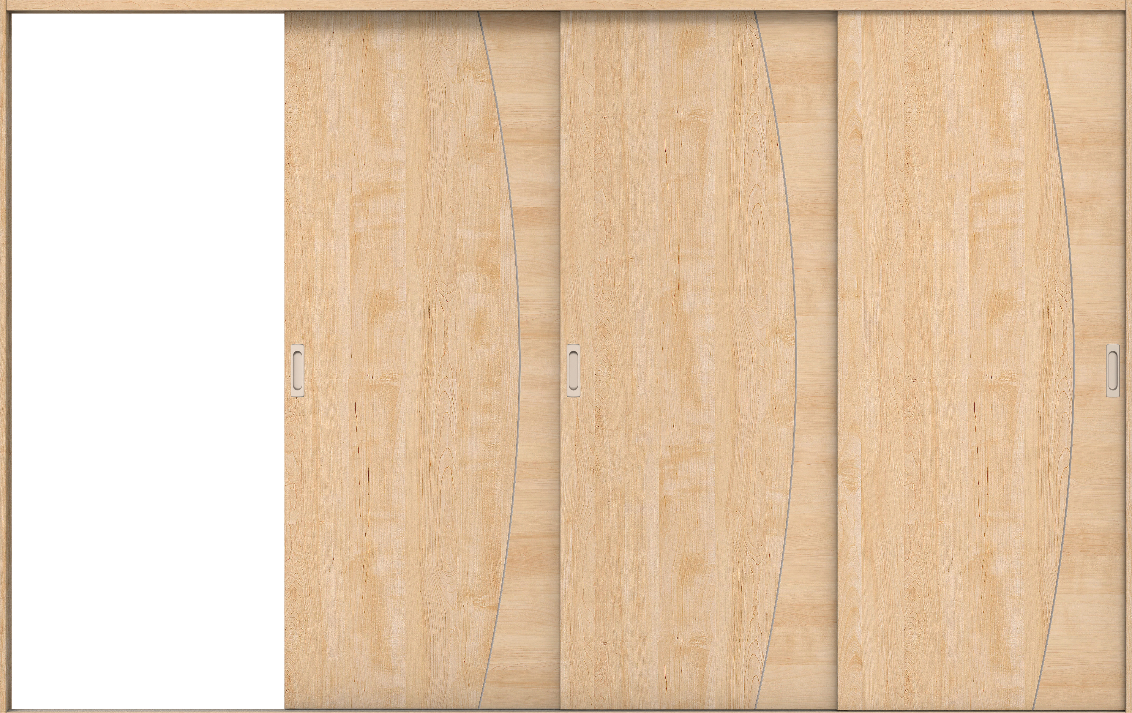 リビングドア　イエリア　引戸・３枚片引　扉セット　Ｋ６デザイン　３２２９幅用　２０００高　〈ミルベージュ柄〉　左引用　錠なし　ラクラクローズ付