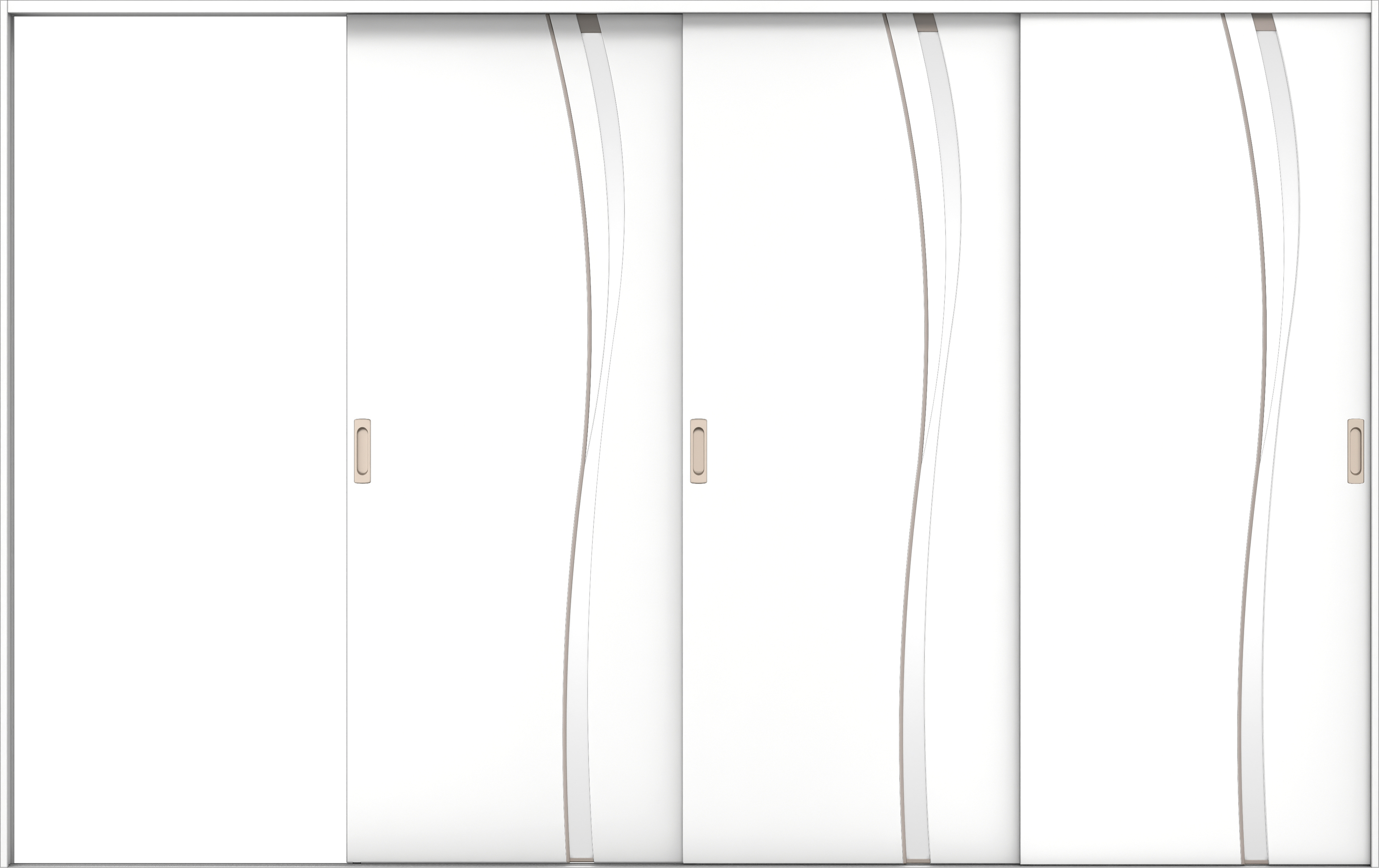 リビングドア　イエリア　引戸・３枚片引　扉セット　Ｋ７デザイン　３２２９幅用　２０００高　〈パウダーホワイト柄〉　左引用　錠なし　ラクラクローズ付