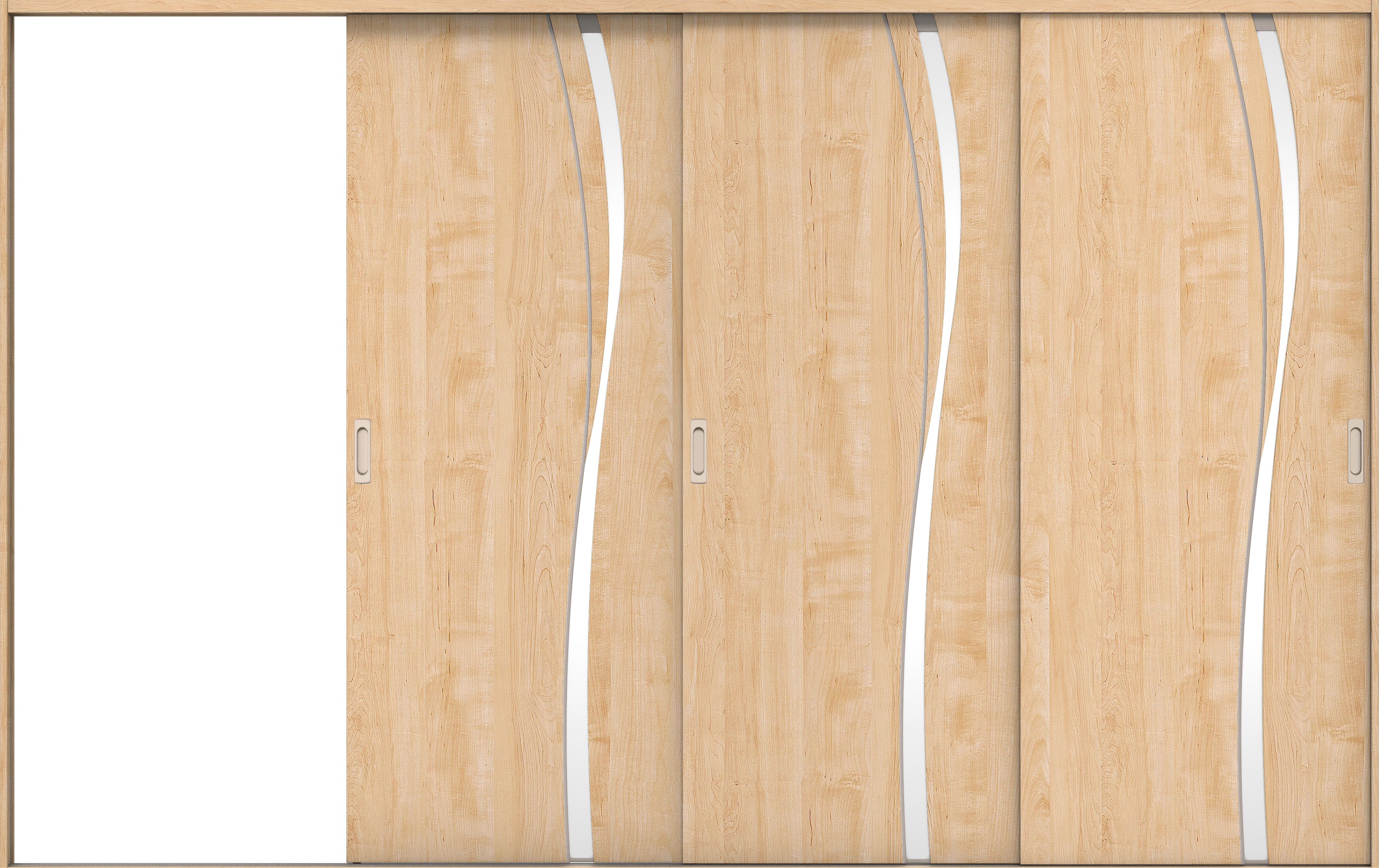 リビングドア　イエリア　引戸・３枚片引　扉セット　Ｋ７デザイン　３２２９幅用　２０００高　〈ミルベージュ柄〉　左引用　錠なし　ラクラクローズ付