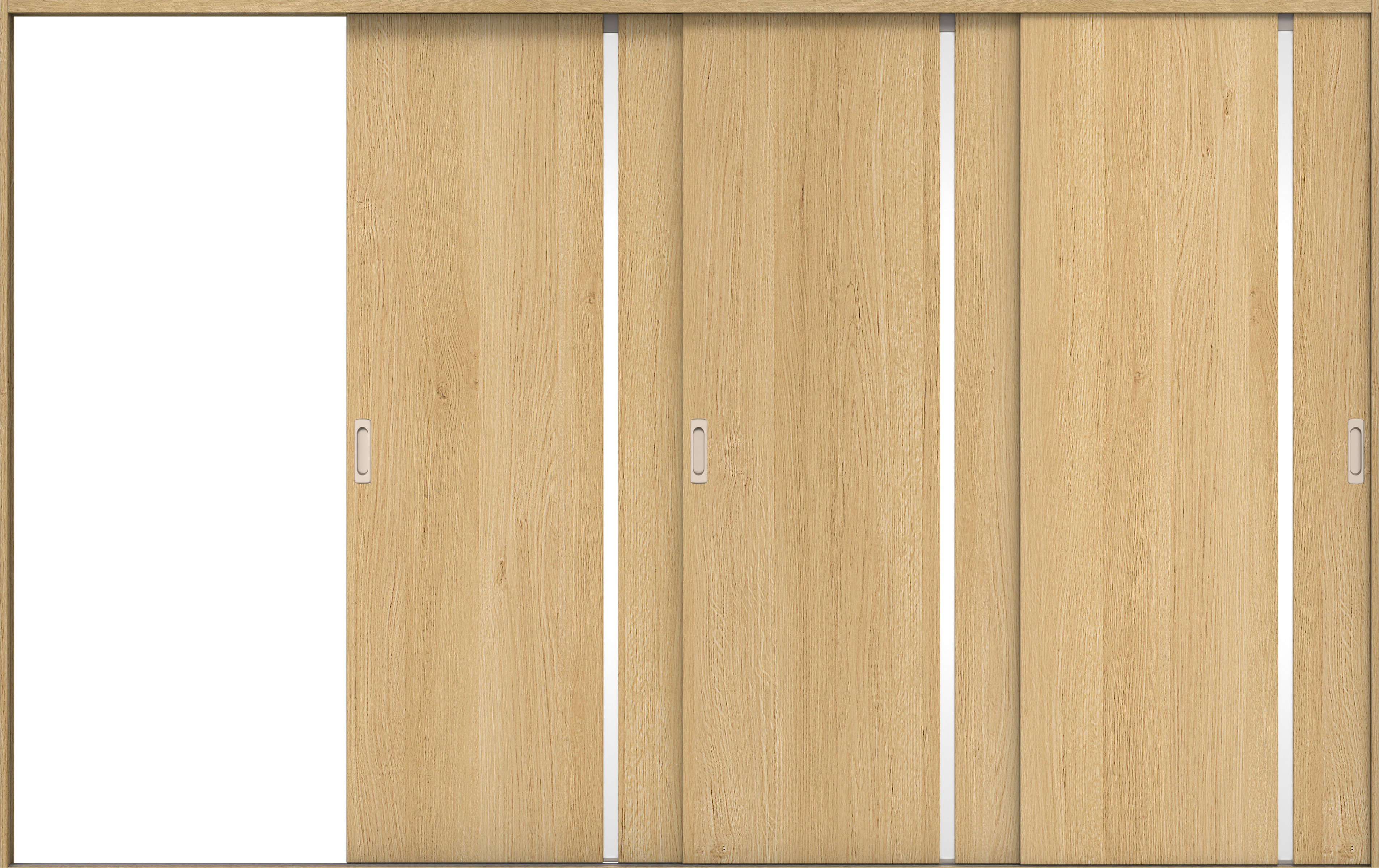 リビングドア　イエリア　引戸・３枚片引　扉セット　Ｌ９デザイン　３２２９幅用　２０００高　〈ライトオーカー柄〉　左引用　錠なし　ラクラクローズ付