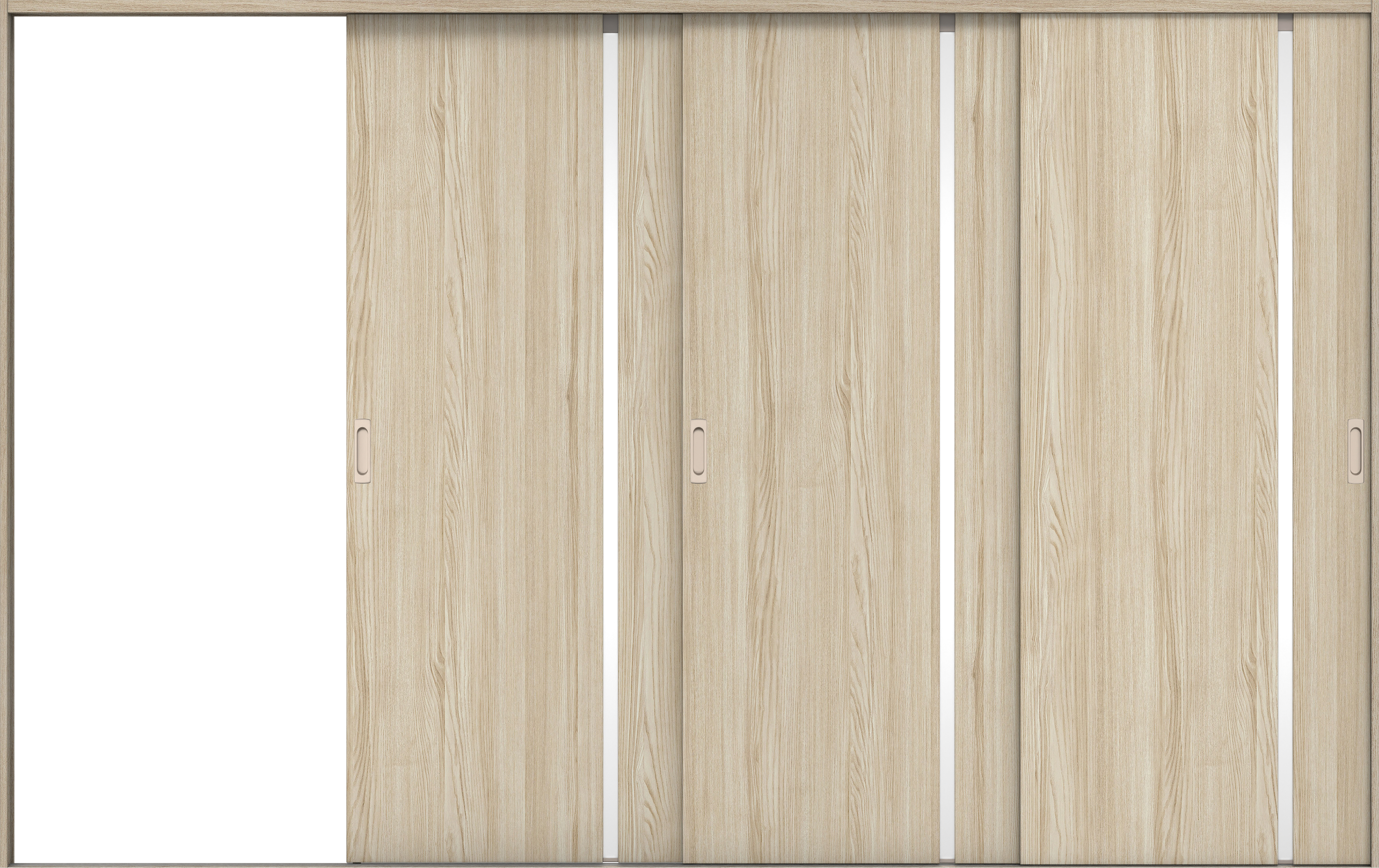 リビングドア　イエリア　引戸・３枚片引　扉セット　Ｌ９デザイン　３２２９幅用　２０００高　〈ソフトグレージュ柄〉　左引用　錠なし　ラクラクローズ付