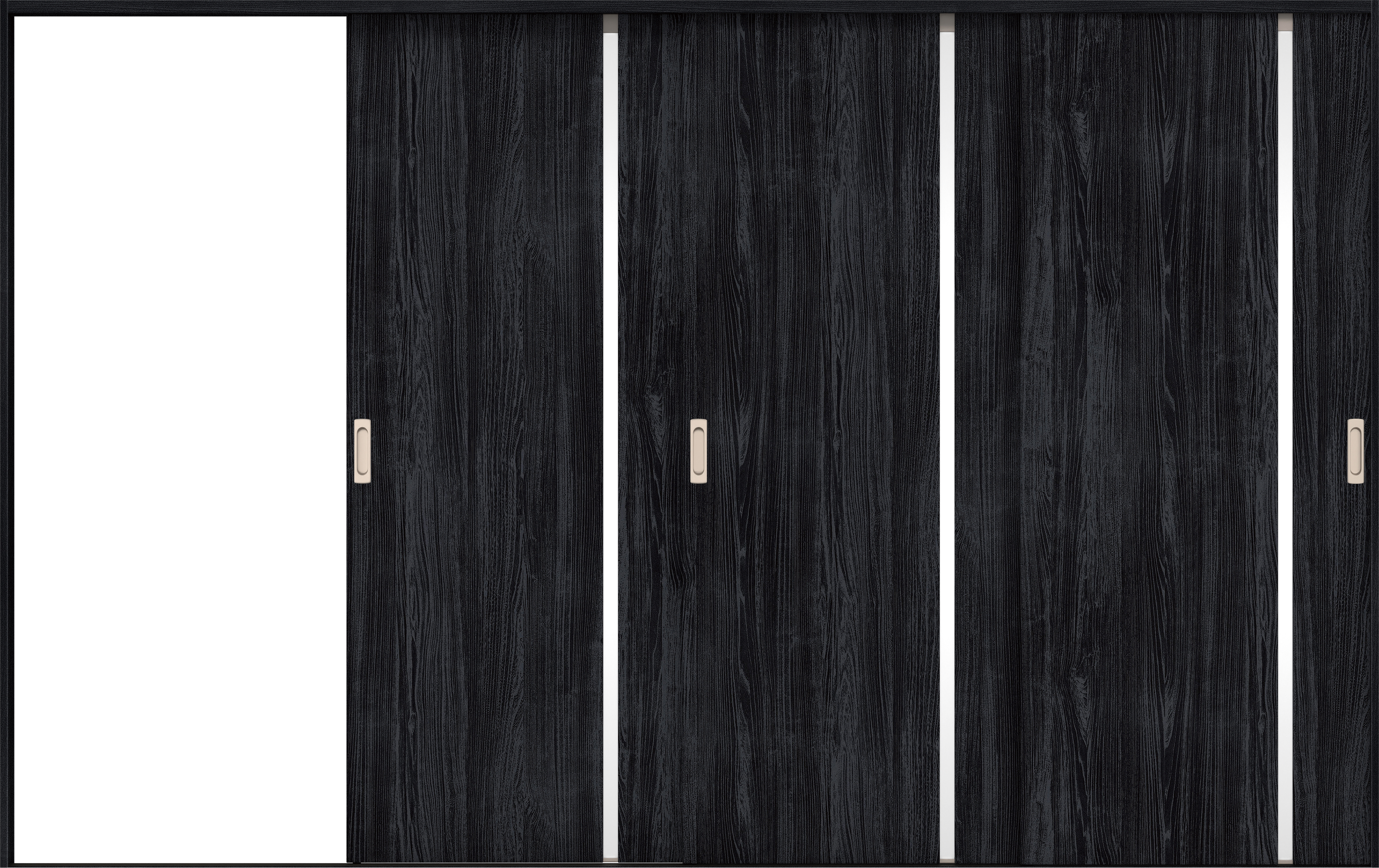 リビングドア　イエリア　引戸・３枚片引　扉セット　Ｌ９デザイン　３２２９幅用　２０００高　〈モスブラック柄〉　左引用　錠なし　ラクラクローズ付