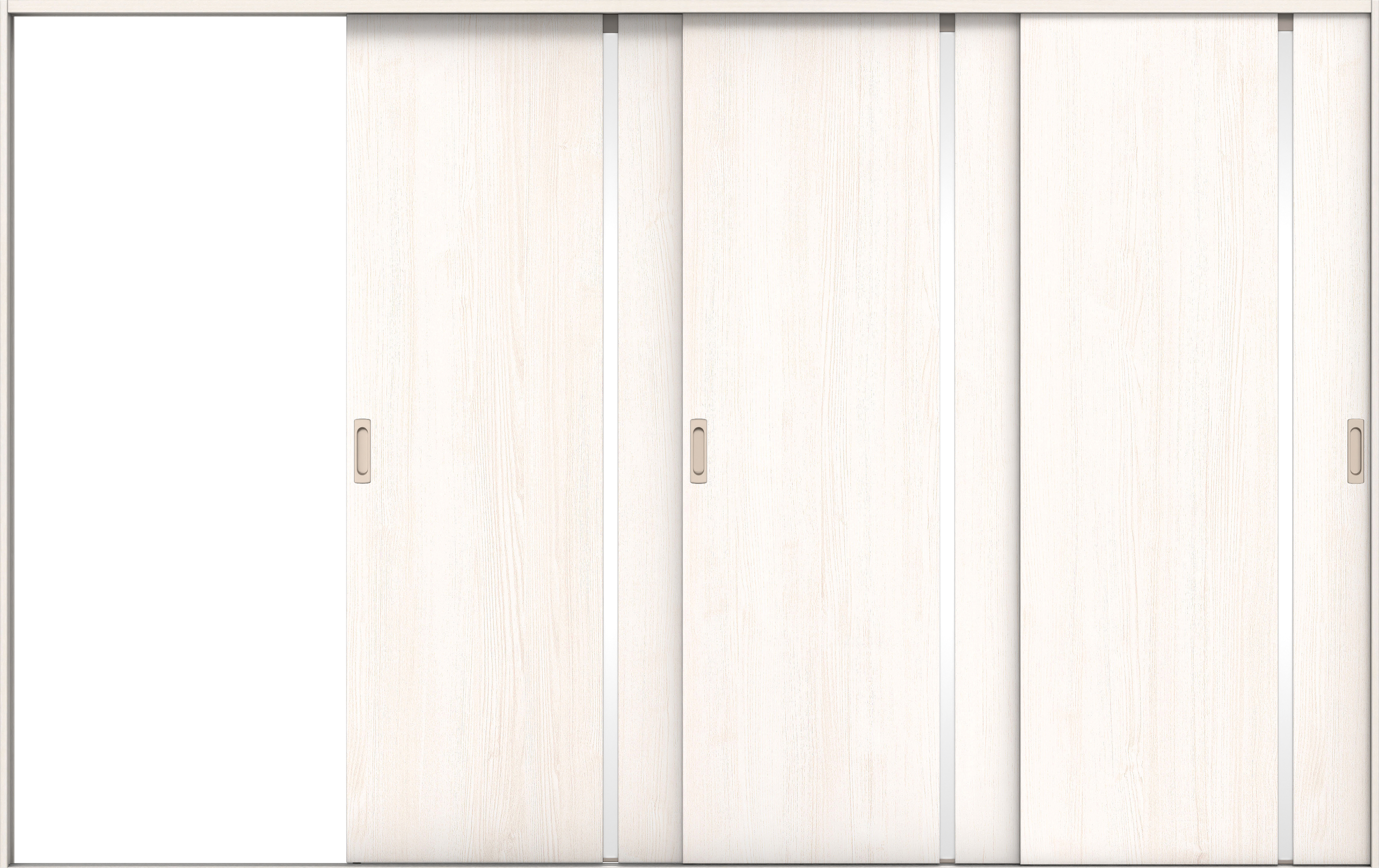 リビングドア　イエリア　引戸・３枚片引　扉セット　Ｌ９デザイン　３２２９幅用　２０００高　〈ネオホワイト柄〉　左引用　錠なし　ラクラクローズ付