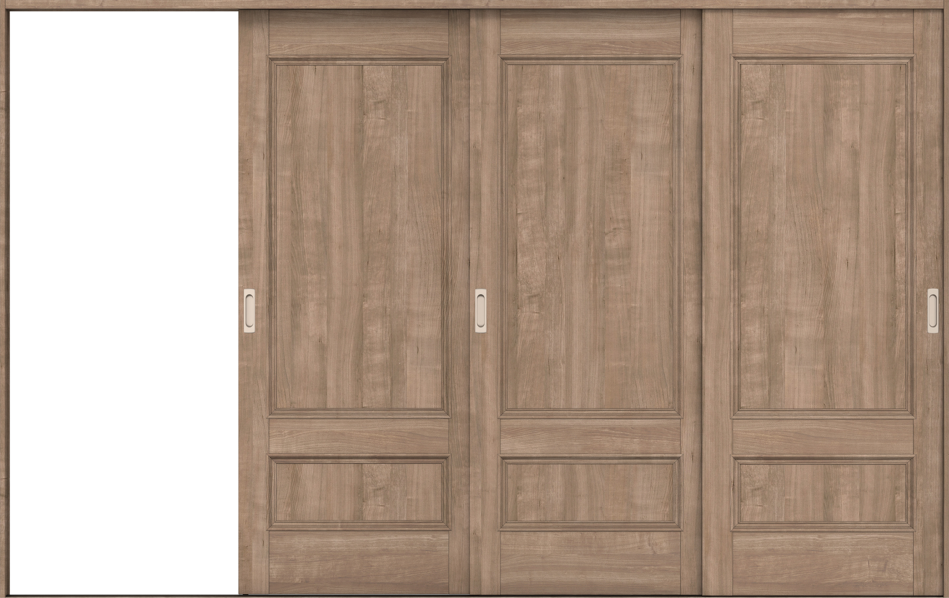 リビングドア　イエリア　引戸・３枚片引　扉セット　Ｍ１デザイン　３２２９幅用　２０００高　〈トープグレー柄〉　左引用　錠なし　ラクラクローズ付