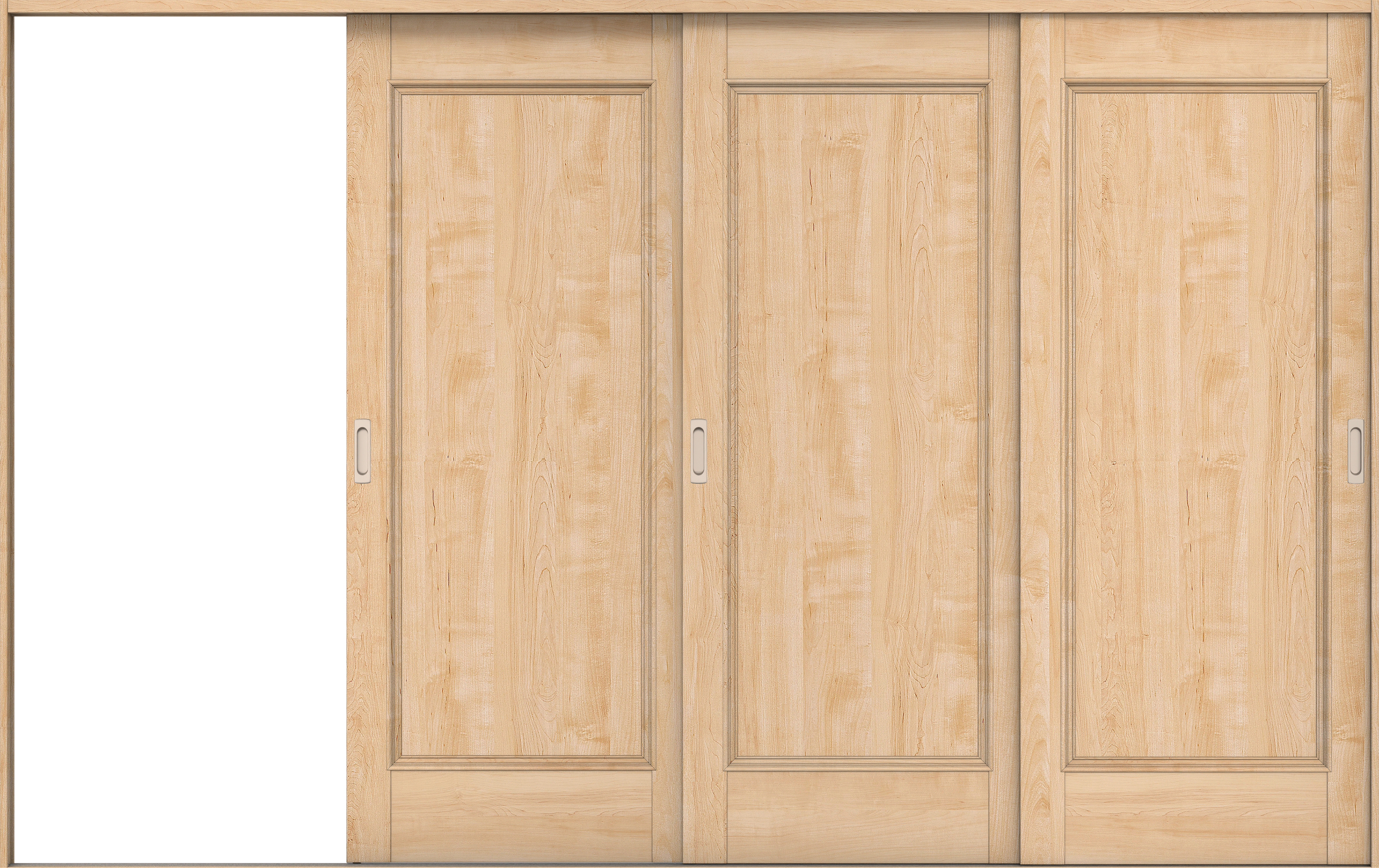 リビングドア　イエリア　引戸・３枚片引　扉セット　Ｍ５デザイン　３２２９幅用　２０００高　〈ミルベージュ柄〉　左引用　錠なし　ラクラクローズ付