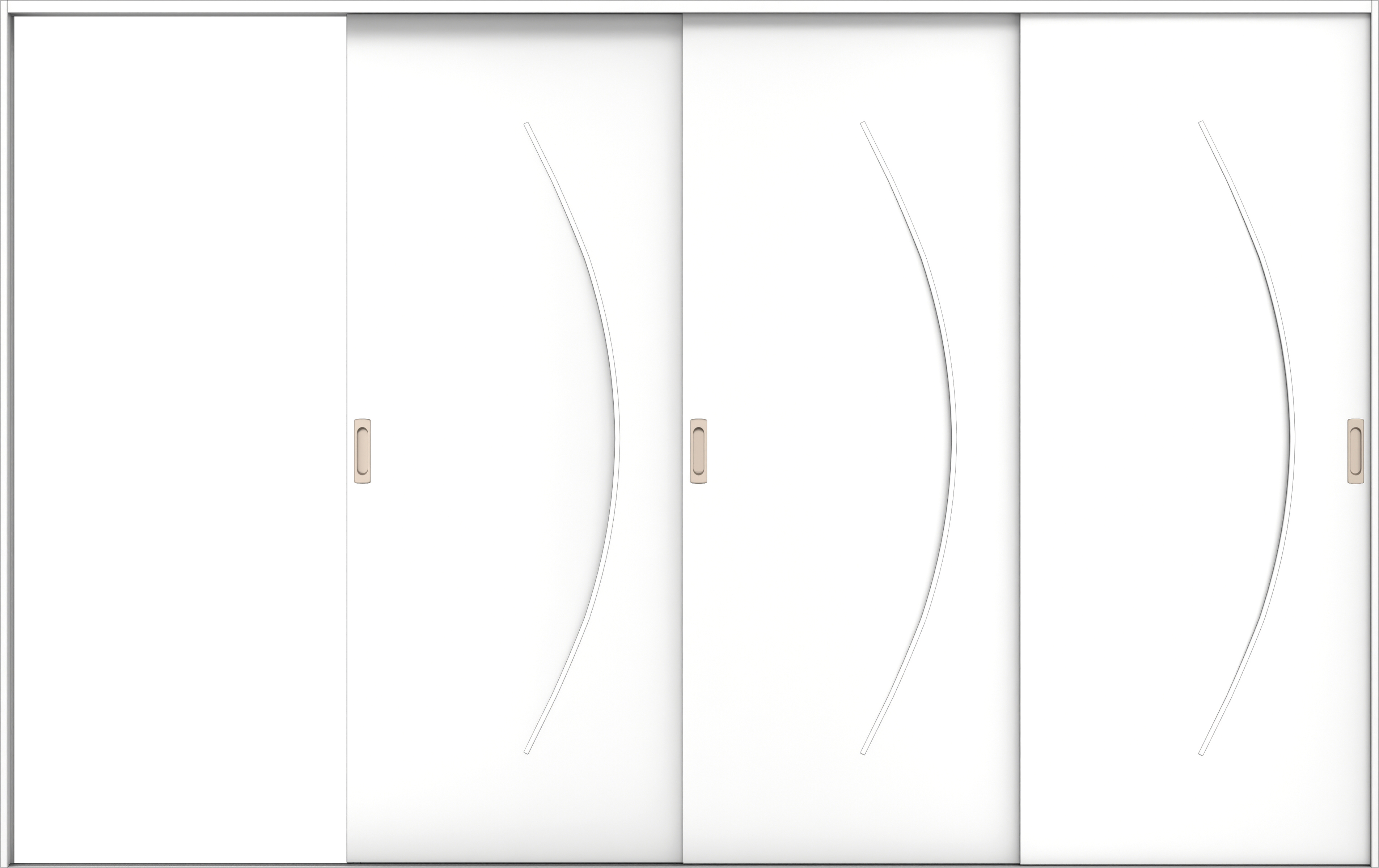 リビングドア　イエリア　引戸・３枚片引　扉セット　Ｓ７デザイン　３２２９幅用　２０００高　〈パウダーホワイト柄〉　左引用　錠なし　ラクラクローズ付