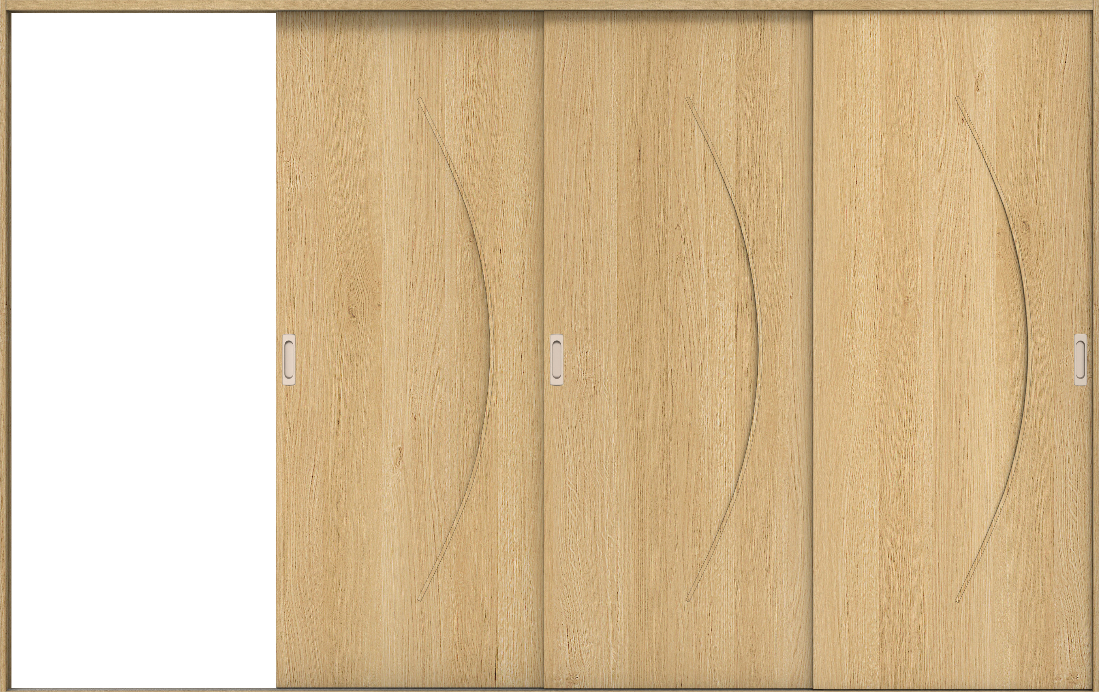 リビングドア　イエリア　引戸・３枚片引　扉セット　Ｓ７デザイン　３２２９幅用　２０００高　〈ライトオーカー柄〉　左引用　錠なし　ラクラクローズ付