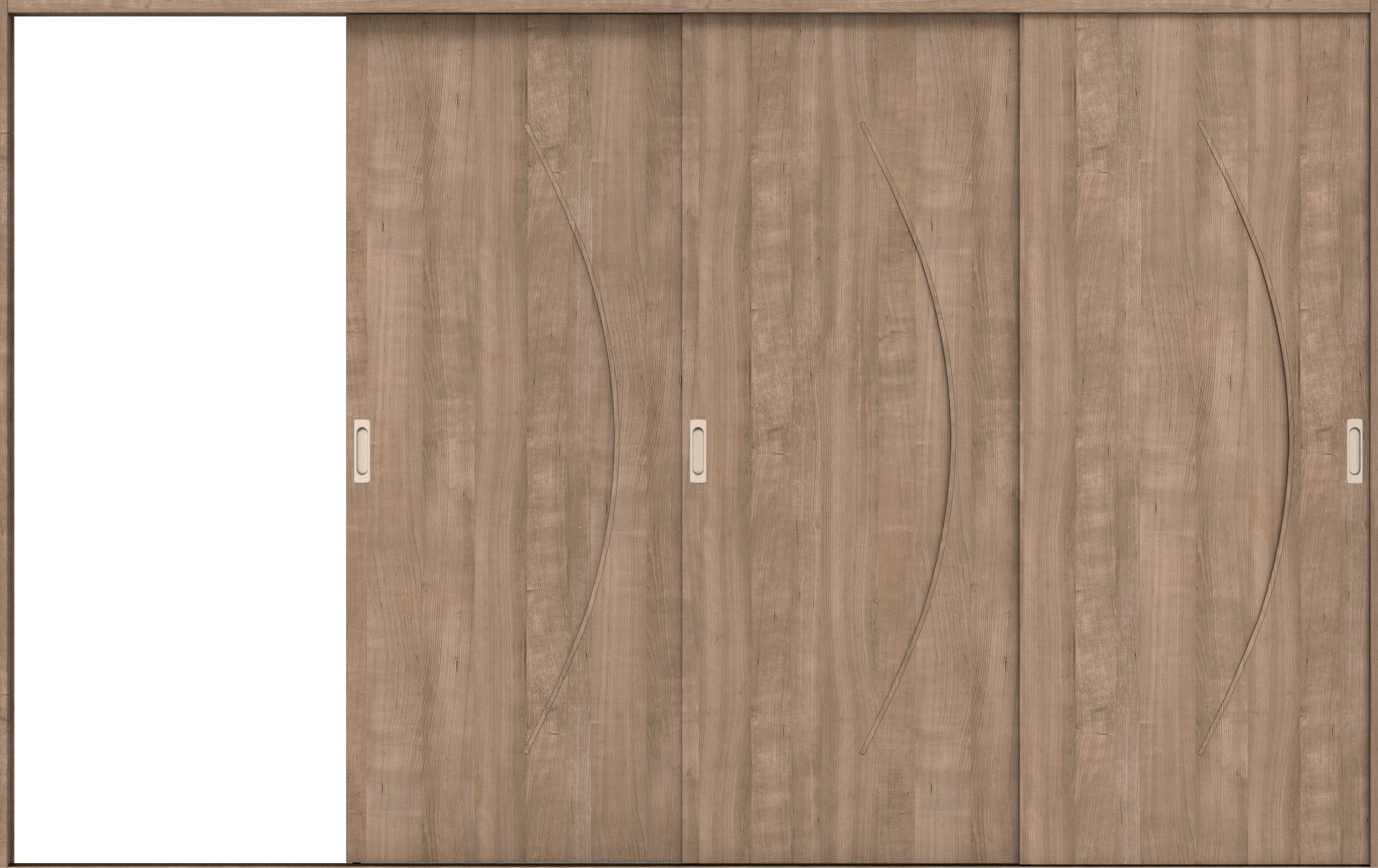 リビングドア　イエリア　引戸・３枚片引　扉セット　Ｓ７デザイン　３２２９幅用　２０００高　〈トープグレー柄〉　左引用　錠なし　ラクラクローズ付