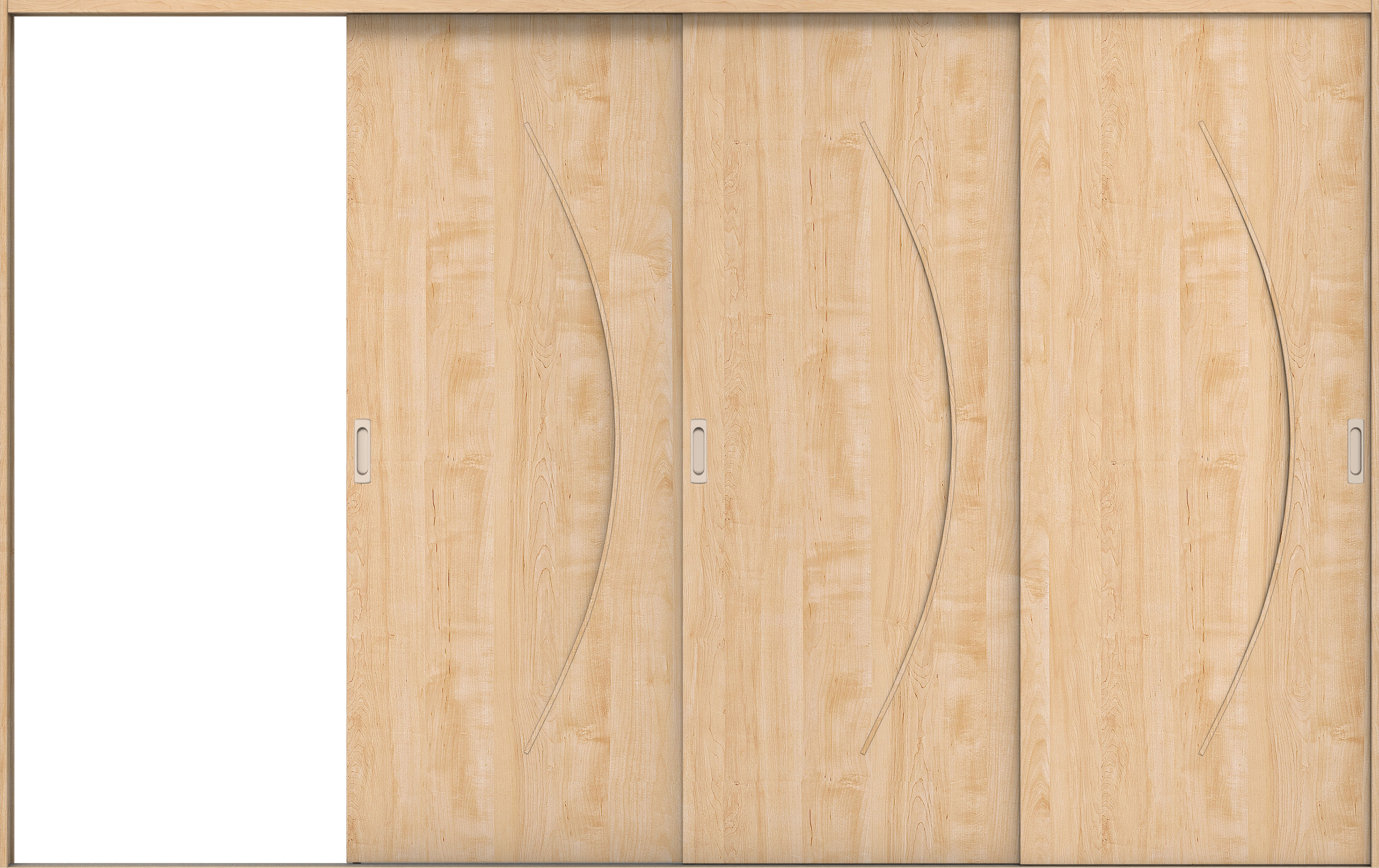 リビングドア　イエリア　引戸・３枚片引　扉セット　Ｓ７デザイン　３２２９幅用　２０００高　〈ミルベージュ柄〉　左引用　錠なし　ラクラクローズ付