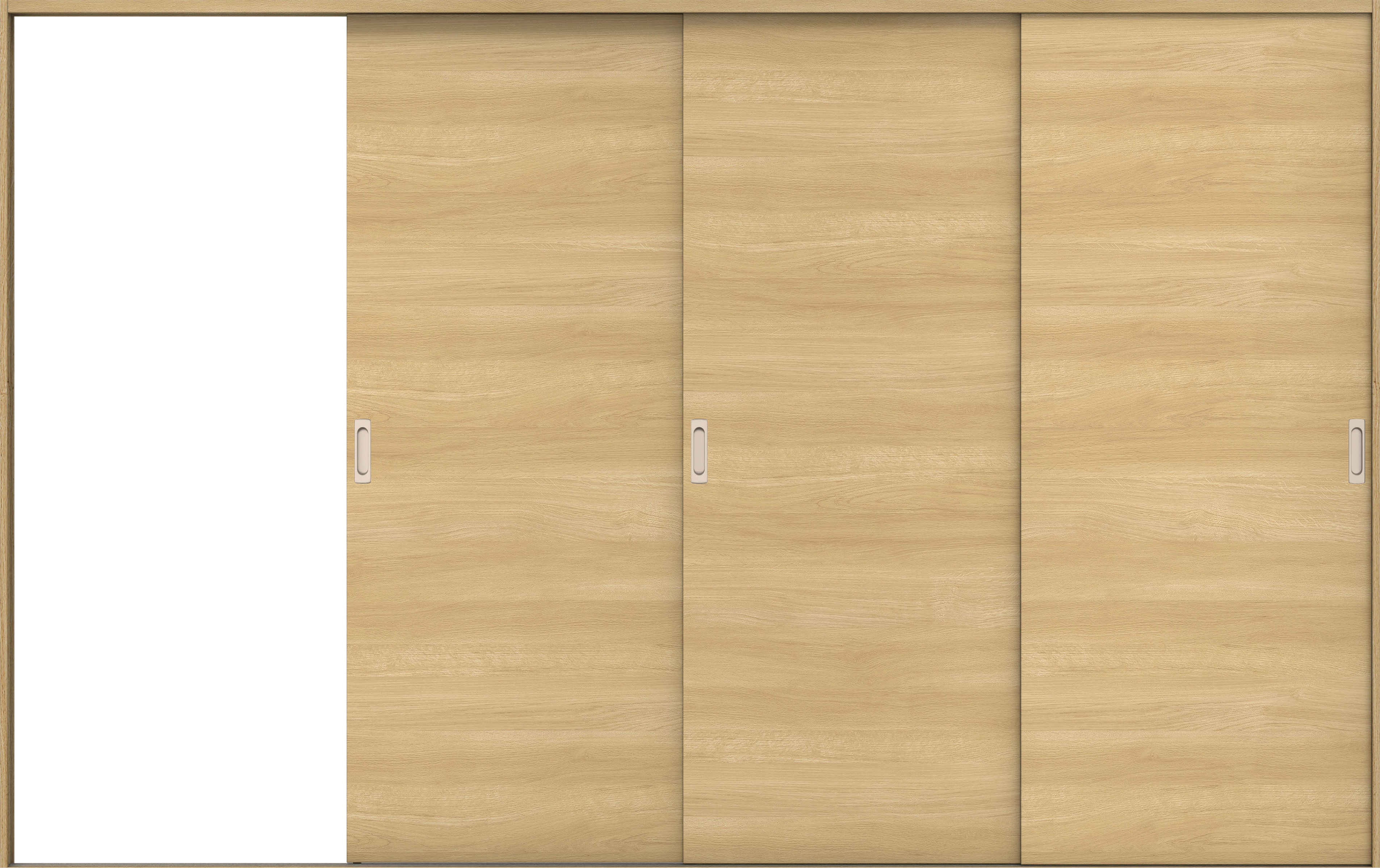 リビングドア　イエリア　引戸・３枚片引　扉セット　Ｕ０デザイン　３２２９幅用　２０００高　〈ライトオーカー柄〉　左引用　錠なし　ラクラクローズ付