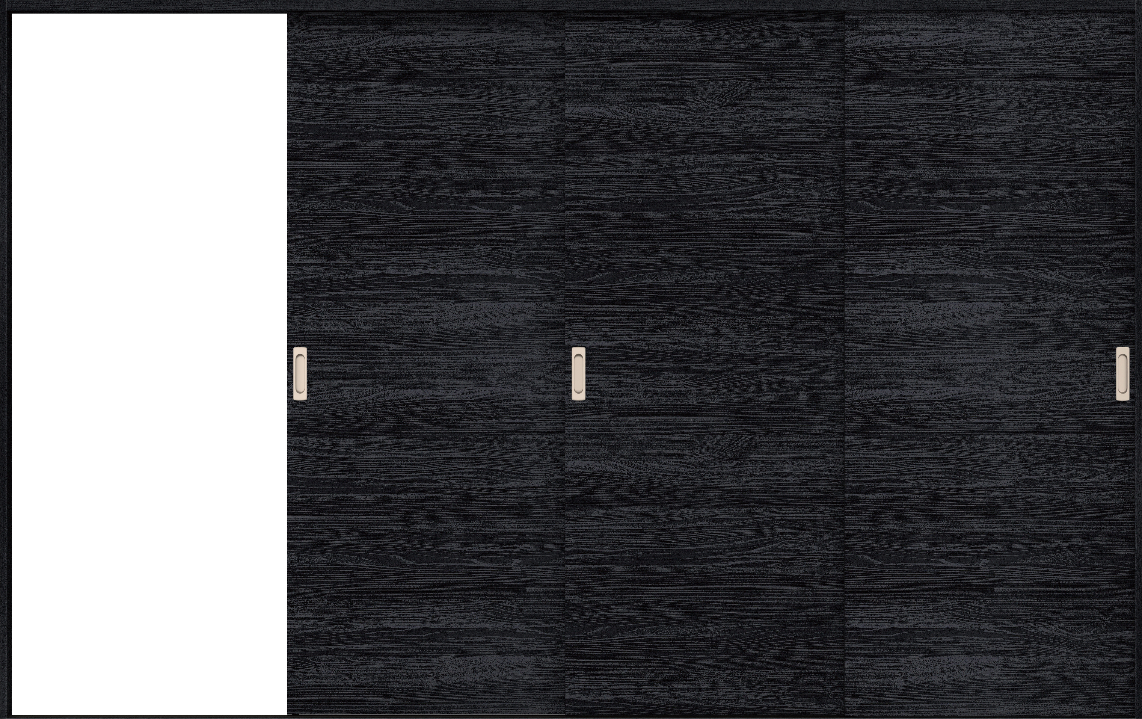 リビングドア　イエリア　引戸・３枚片引　扉セット　Ｕ０デザイン　３２２９幅用　２０００高　〈モスブラック柄〉　左引用　錠なし　ラクラクローズ付