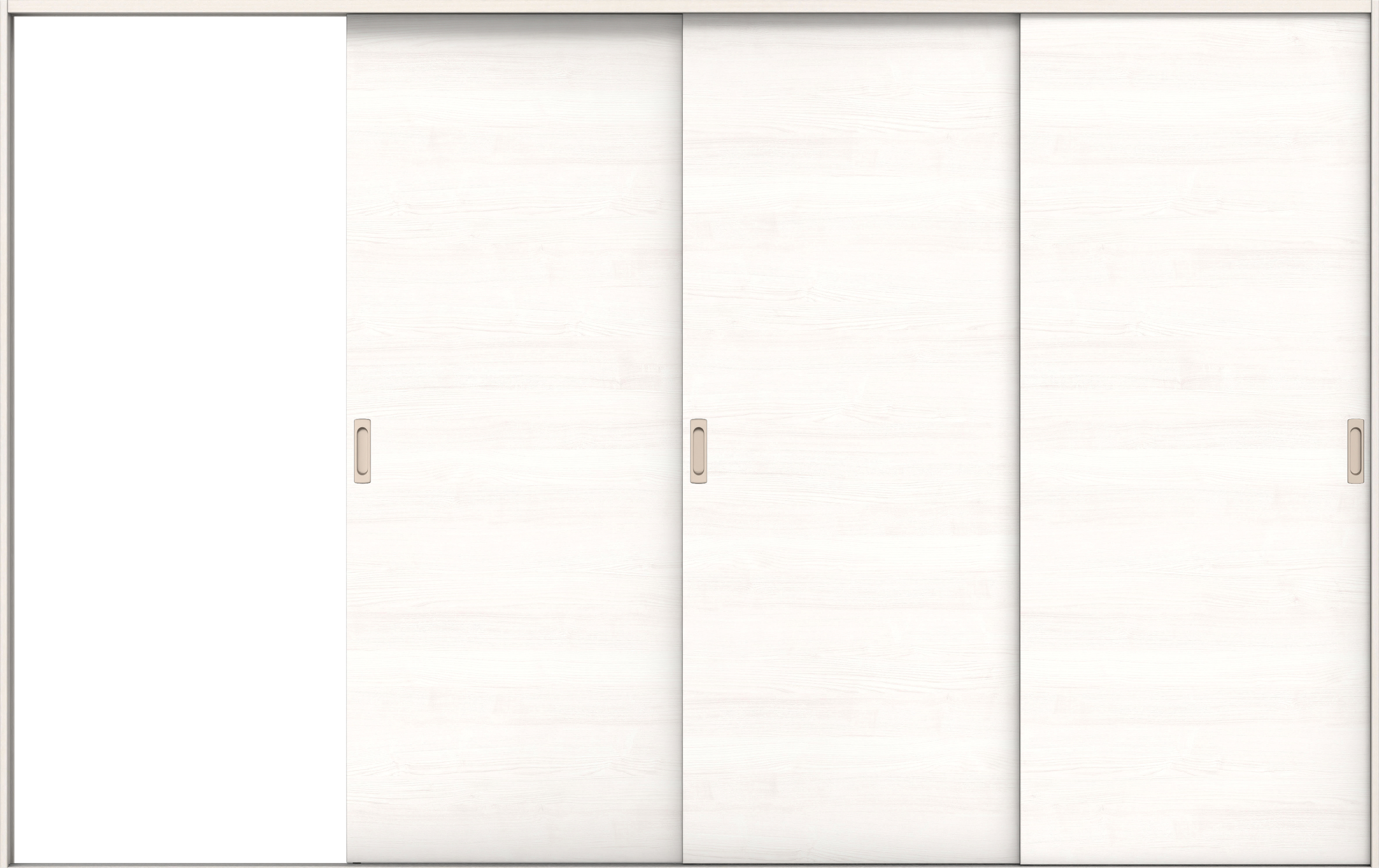 リビングドア　イエリア　引戸・３枚片引　扉セット　Ｕ０デザイン　３２２９幅用　２０００高　〈ネオホワイト柄〉　左引用　錠なし　ラクラクローズ付