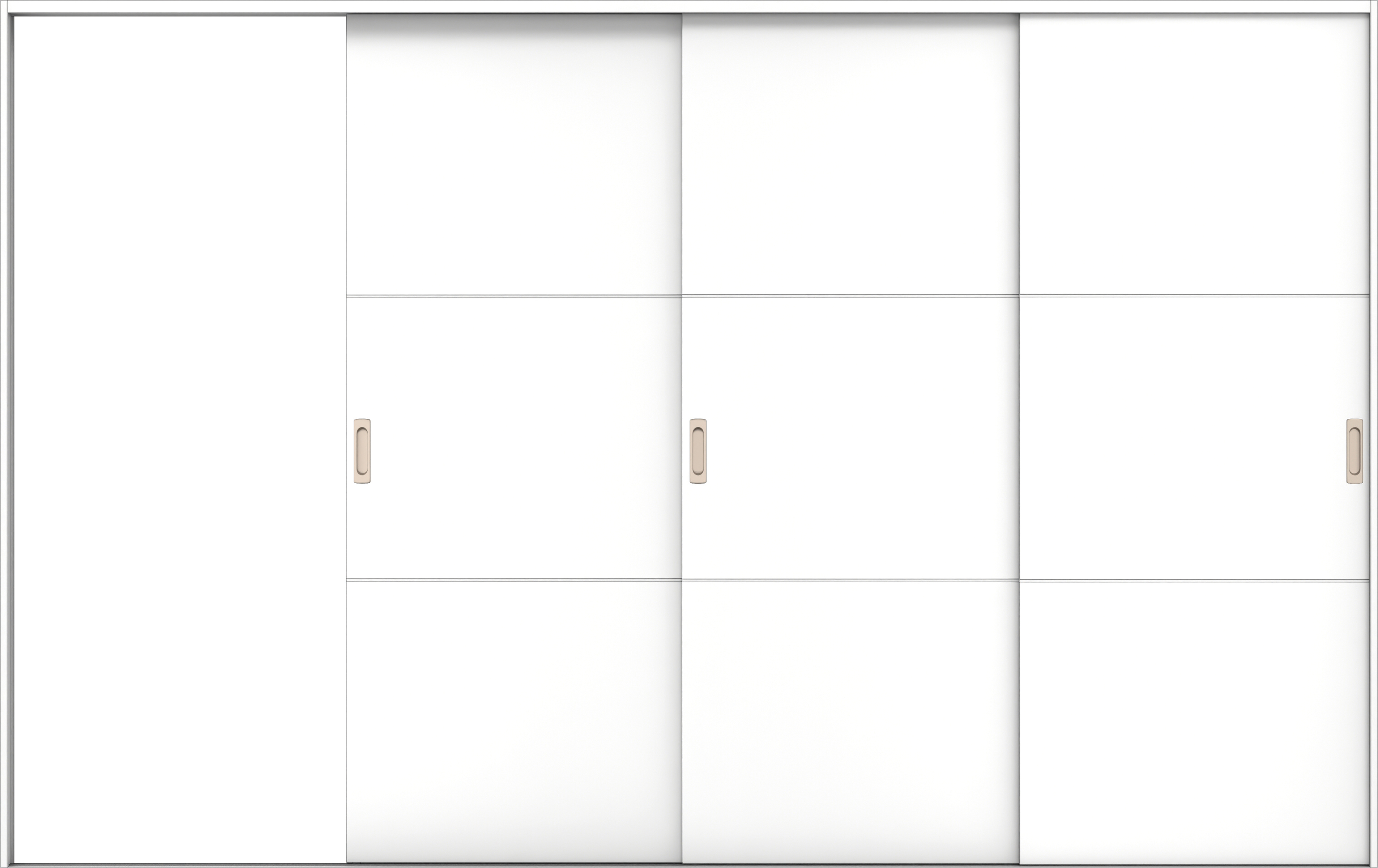 リビングドア　イエリア　引戸・３枚片引　扉セット　Ｕ４デザイン　３２２９幅用　２０００高　〈パウダーホワイト柄〉　左引用　錠なし　ラクラクローズ付