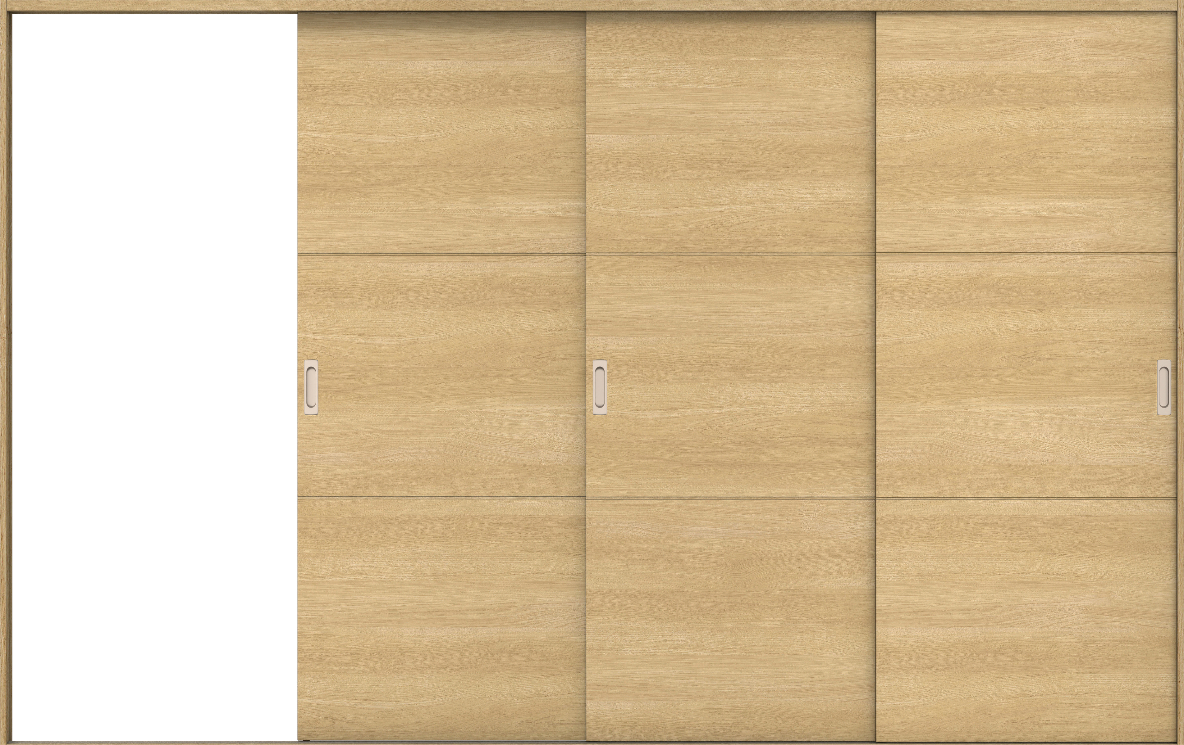 リビングドア　イエリア　引戸・３枚片引　扉セット　Ｕ４デザイン　３２２９幅用　２０００高　〈ライトオーカー柄〉　左引用　錠なし　ラクラクローズ付