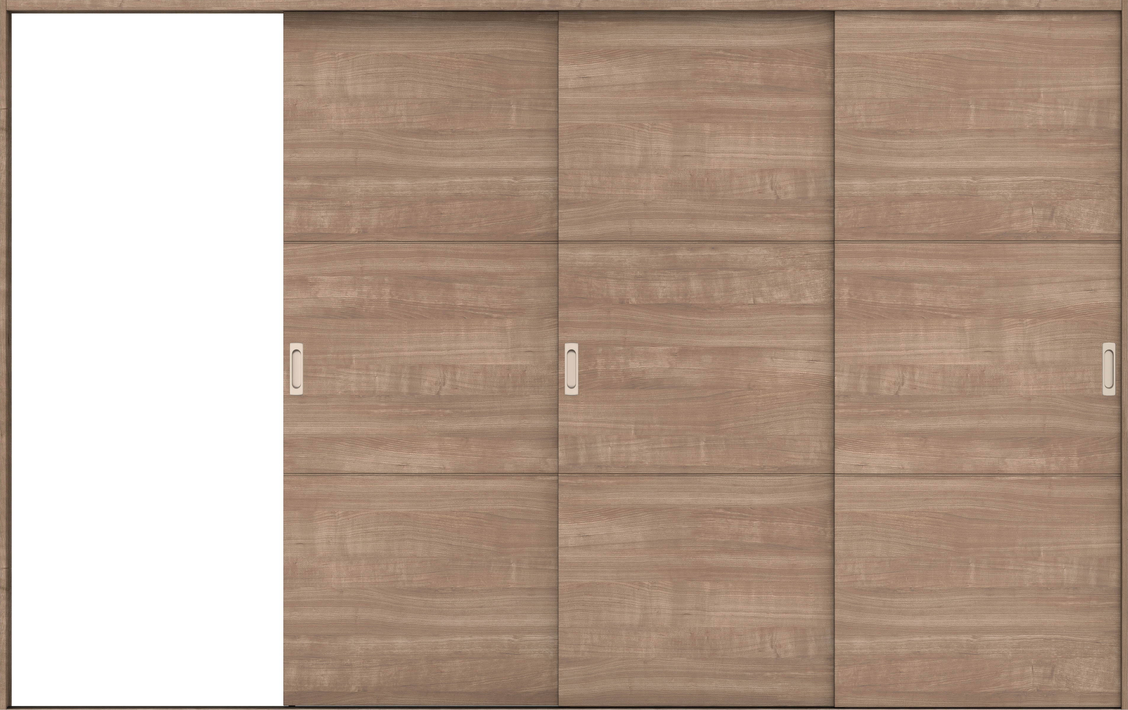 リビングドア　イエリア　引戸・３枚片引　扉セット　Ｕ４デザイン　３２２９幅用　２０００高　〈トープグレー柄〉　左引用　錠なし　ラクラクローズ付