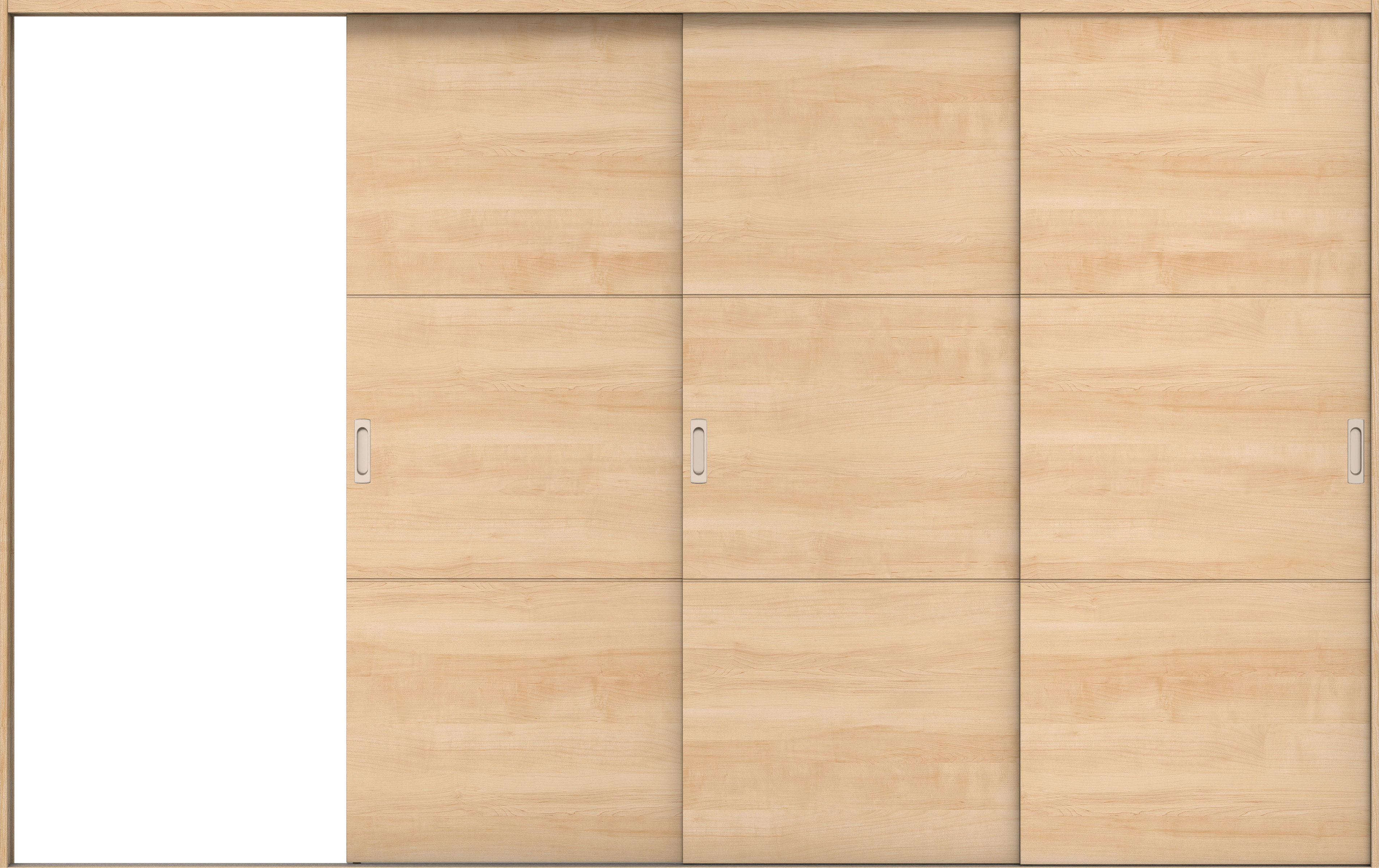 リビングドア　イエリア　引戸・３枚片引　扉セット　Ｕ４デザイン　３２２９幅用　２０００高　〈ミルベージュ柄〉　左引用　錠なし　ラクラクローズ付