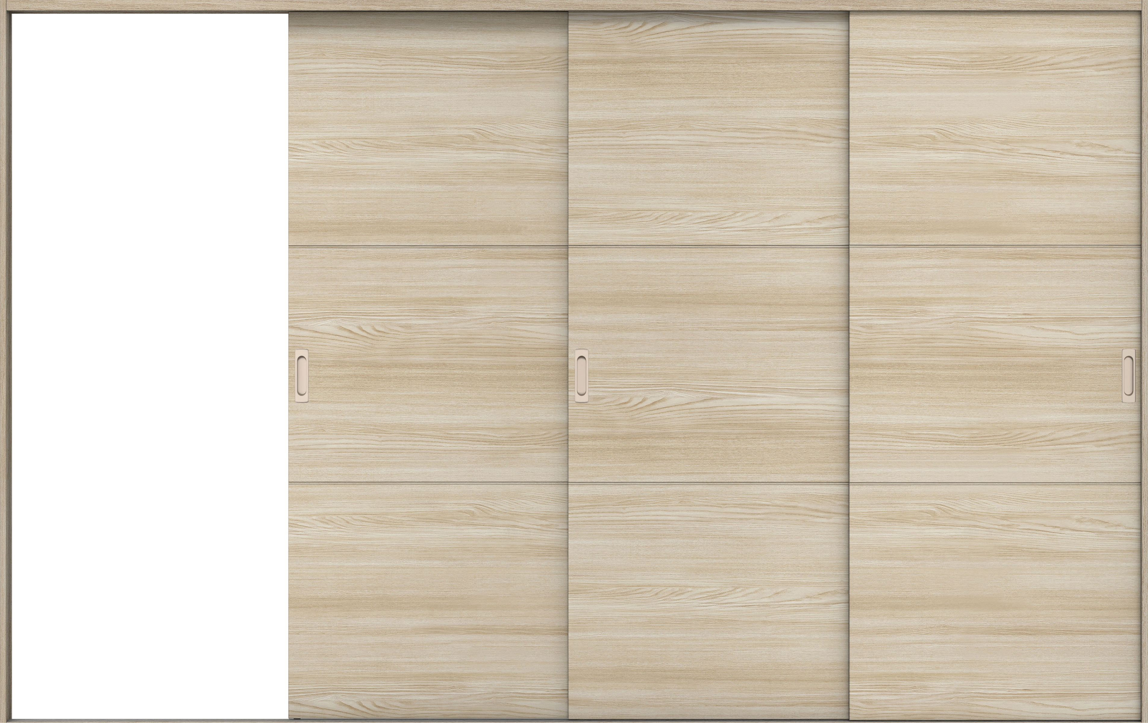 リビングドア　イエリア　引戸・３枚片引　扉セット　Ｕ４デザイン　３２２９幅用　２０００高　〈ソフトグレージュ柄〉　左引用　錠なし　ラクラクローズ付