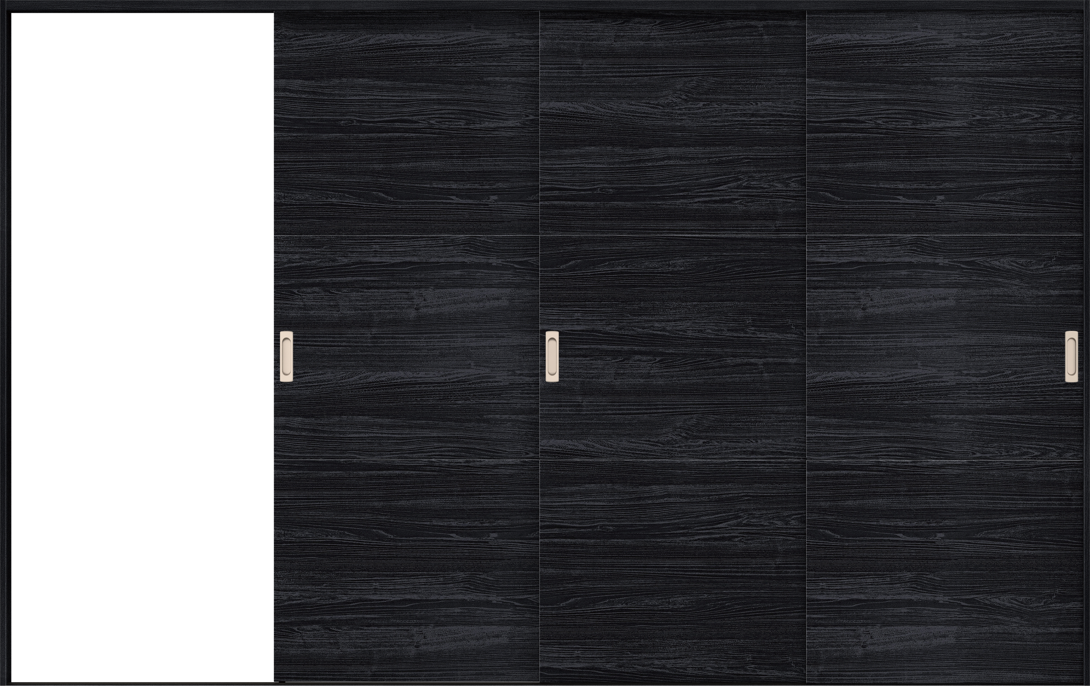 リビングドア　イエリア　引戸・３枚片引　扉セット　Ｕ４デザイン　３２２９幅用　２０００高　〈モスブラック柄〉　左引用　錠なし　ラクラクローズ付