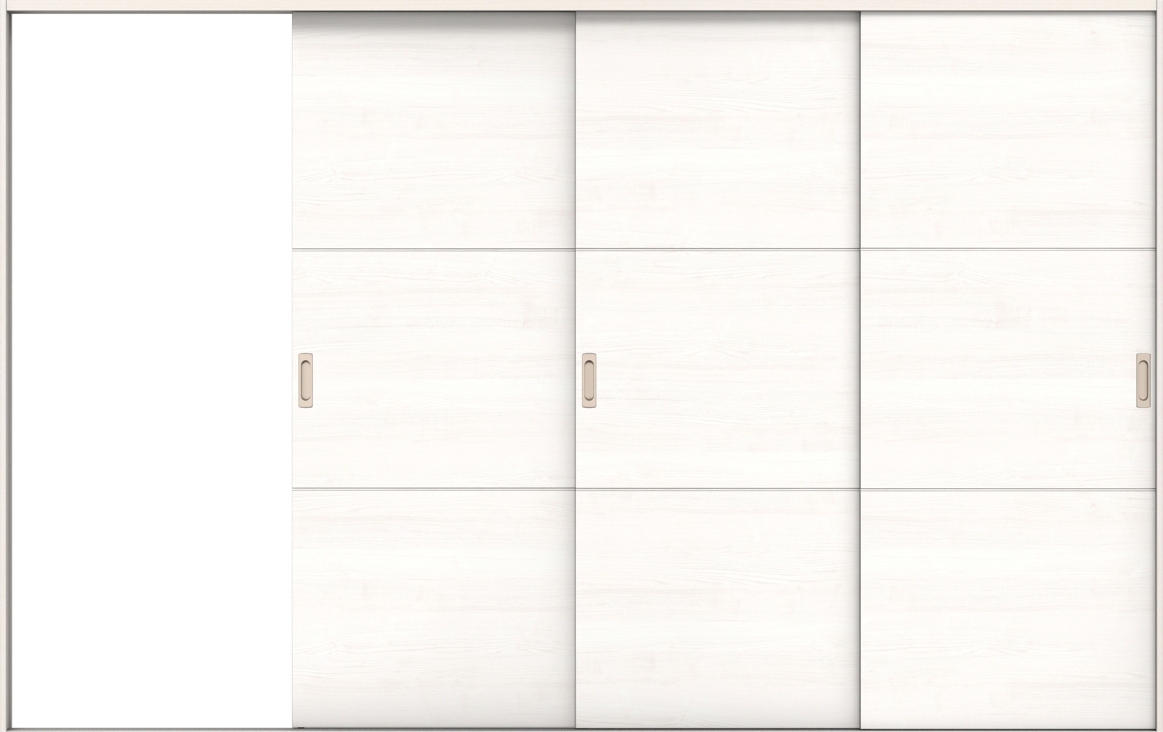 リビングドア　イエリア　引戸・３枚片引　扉セット　Ｕ４デザイン　３２２９幅用　２０００高　〈ネオホワイト柄〉　左引用　錠なし　ラクラクローズ付