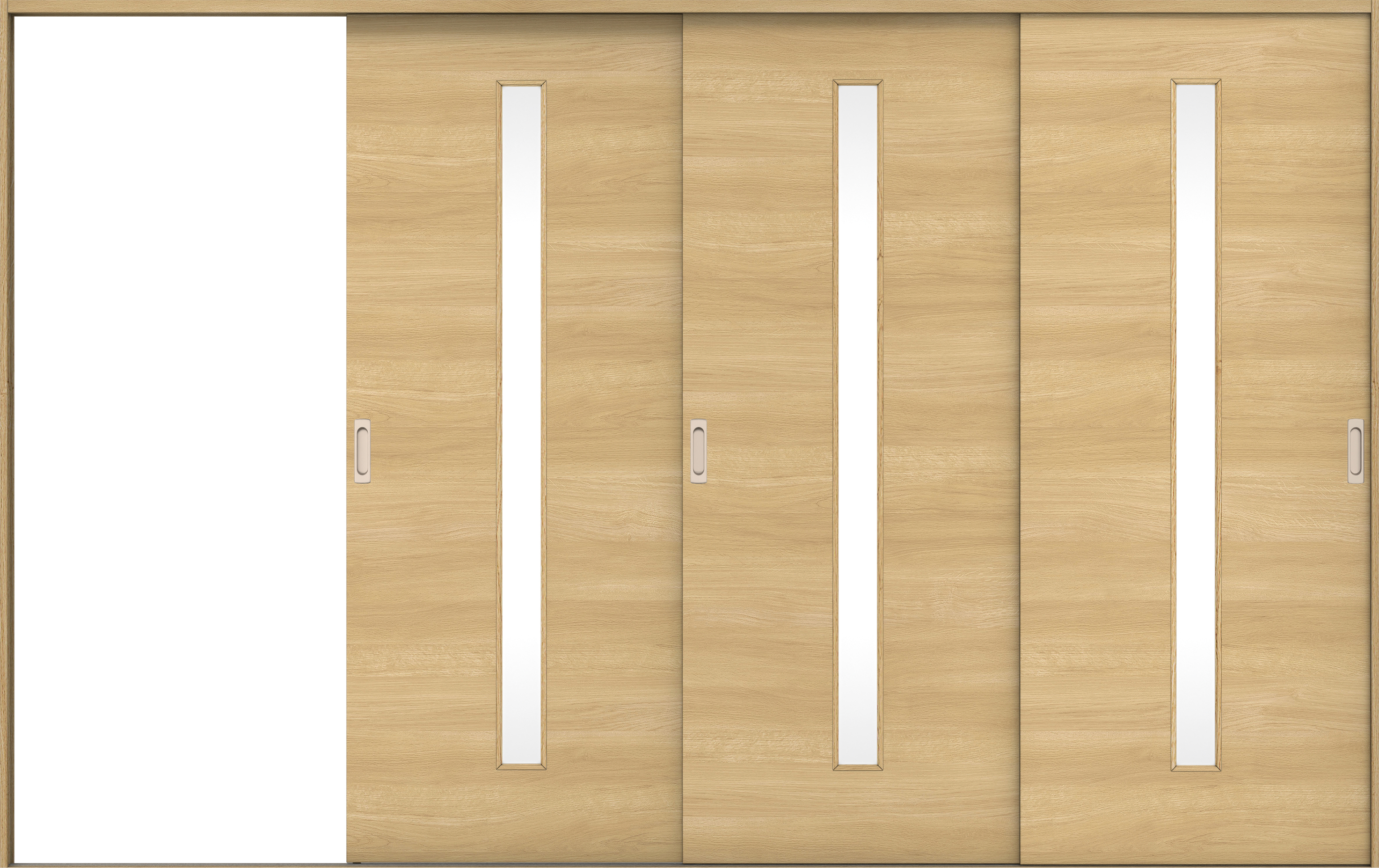 リビングドア　イエリア　引戸・３枚片引　扉セット　Ｕ８デザイン　３２２９幅用　２０００高　〈ライトオーカー柄〉　左引用　錠なし　ラクラクローズ付