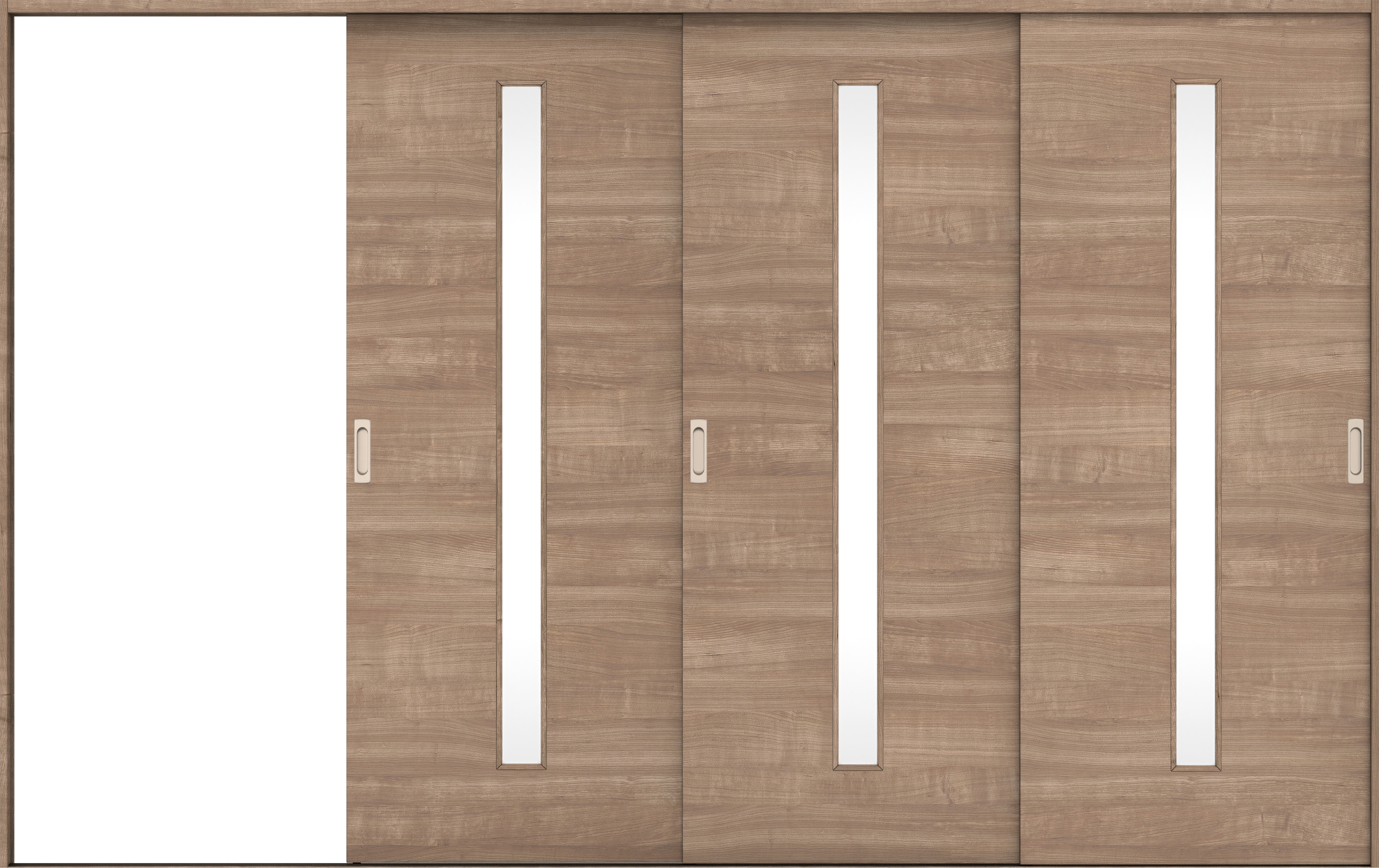 リビングドア　イエリア　引戸・３枚片引　扉セット　Ｕ８デザイン　３２２９幅用　２０００高　〈トープグレー柄〉　左引用　錠なし　ラクラクローズ付