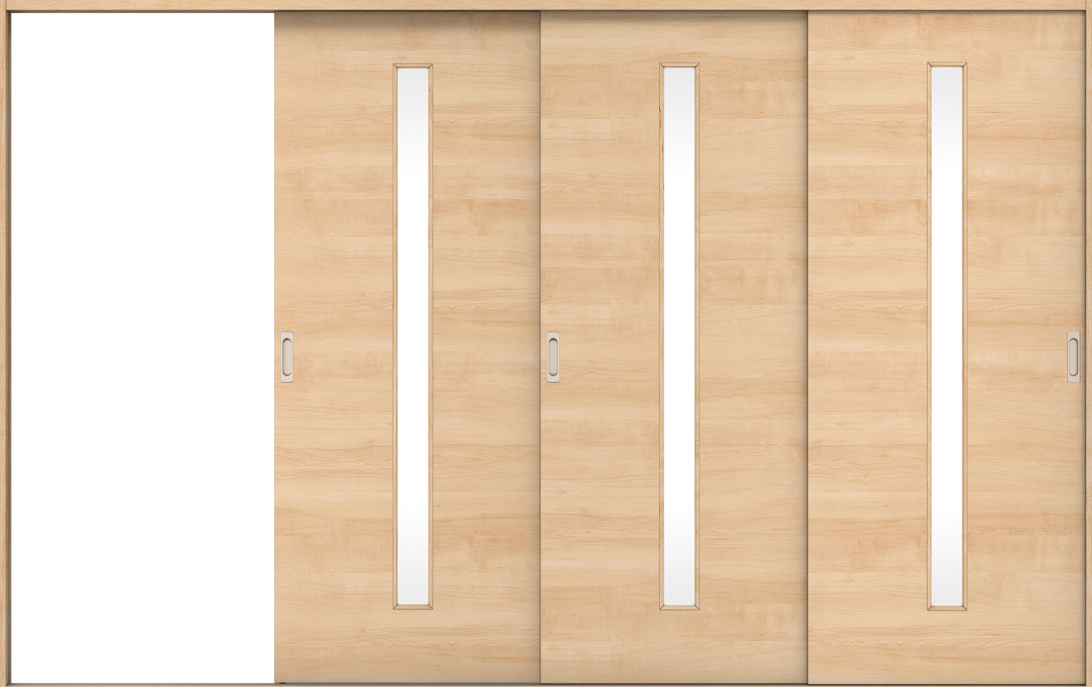 リビングドア　イエリア　引戸・３枚片引　扉セット　Ｕ８デザイン　３２２９幅用　２０００高　〈ミルベージュ柄〉　左引用　錠なし　ラクラクローズ付