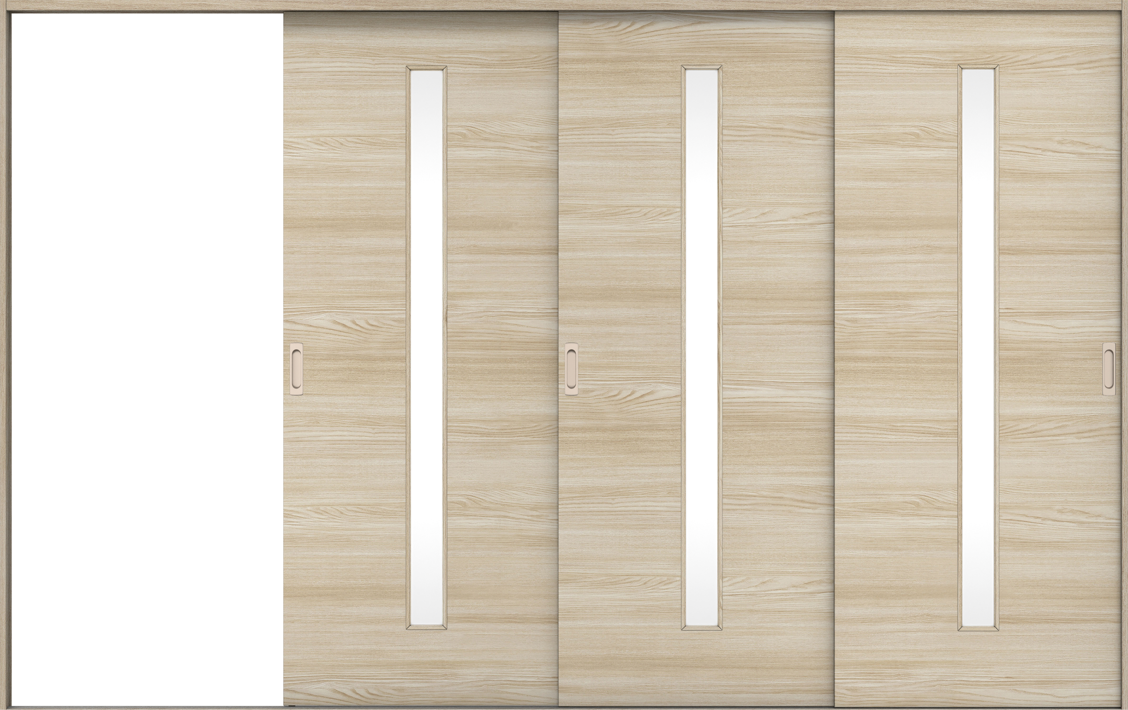 リビングドア　イエリア　引戸・３枚片引　扉セット　Ｕ８デザイン　３２２９幅用　２０００高　〈ソフトグレージュ柄〉　左引用　錠なし　ラクラクローズ付