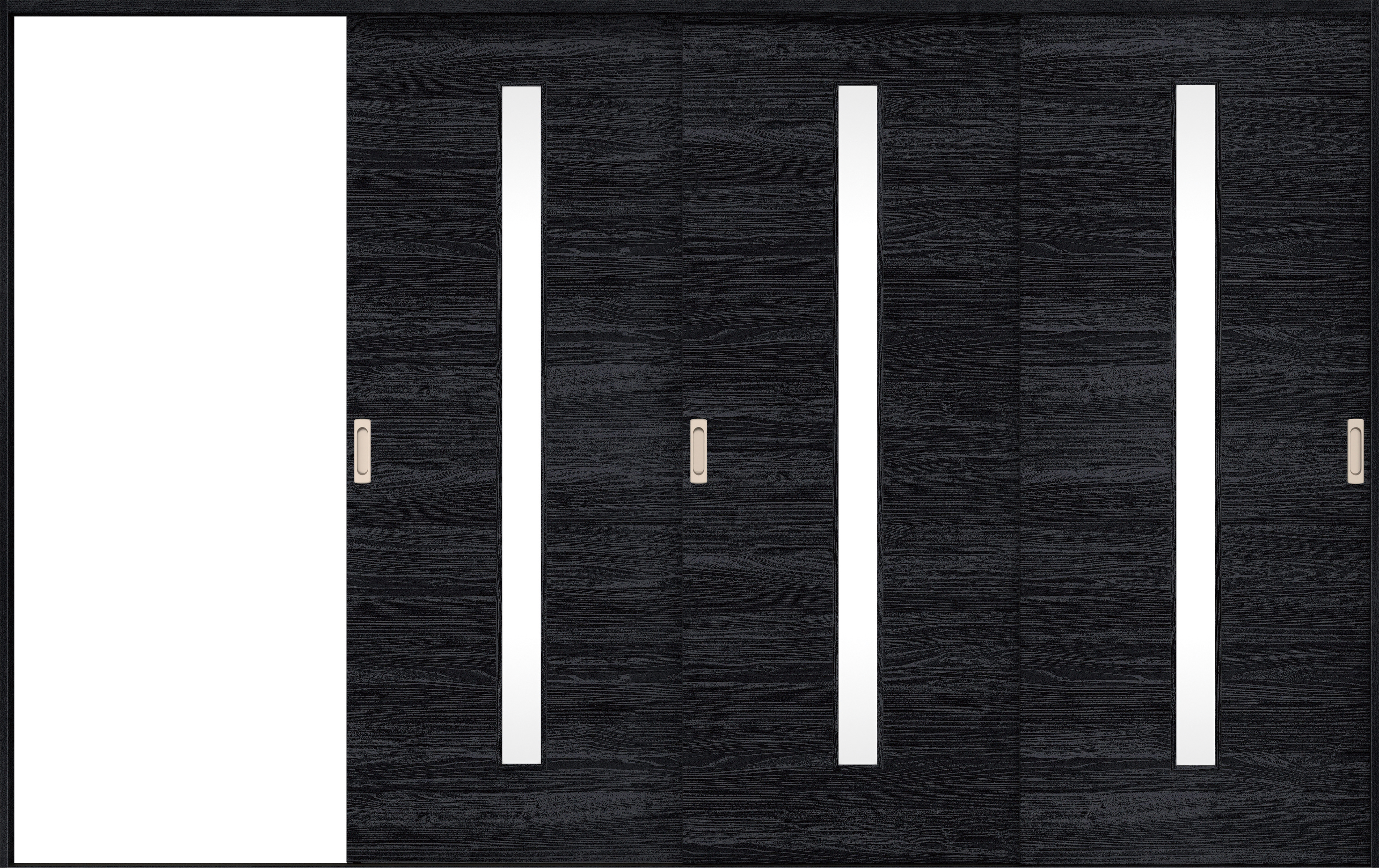 リビングドア　イエリア　引戸・３枚片引　扉セット　Ｕ８デザイン　３２２９幅用　２０００高　〈モスブラック柄〉　左引用　錠なし　ラクラクローズ付