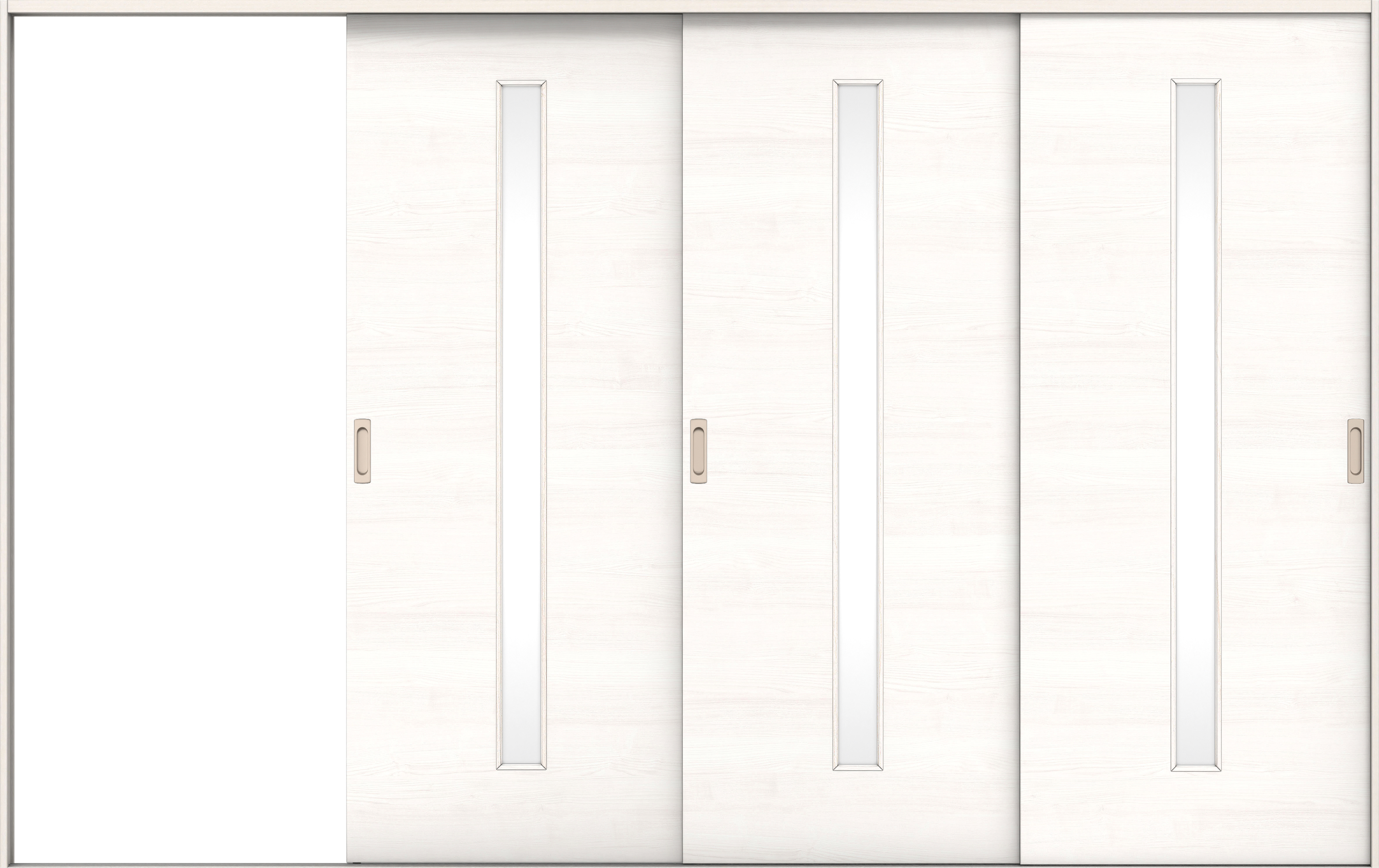 リビングドア　イエリア　引戸・３枚片引　扉セット　Ｕ８デザイン　３２２９幅用　２０００高　〈ネオホワイト柄〉　左引用　錠なし　ラクラクローズ付