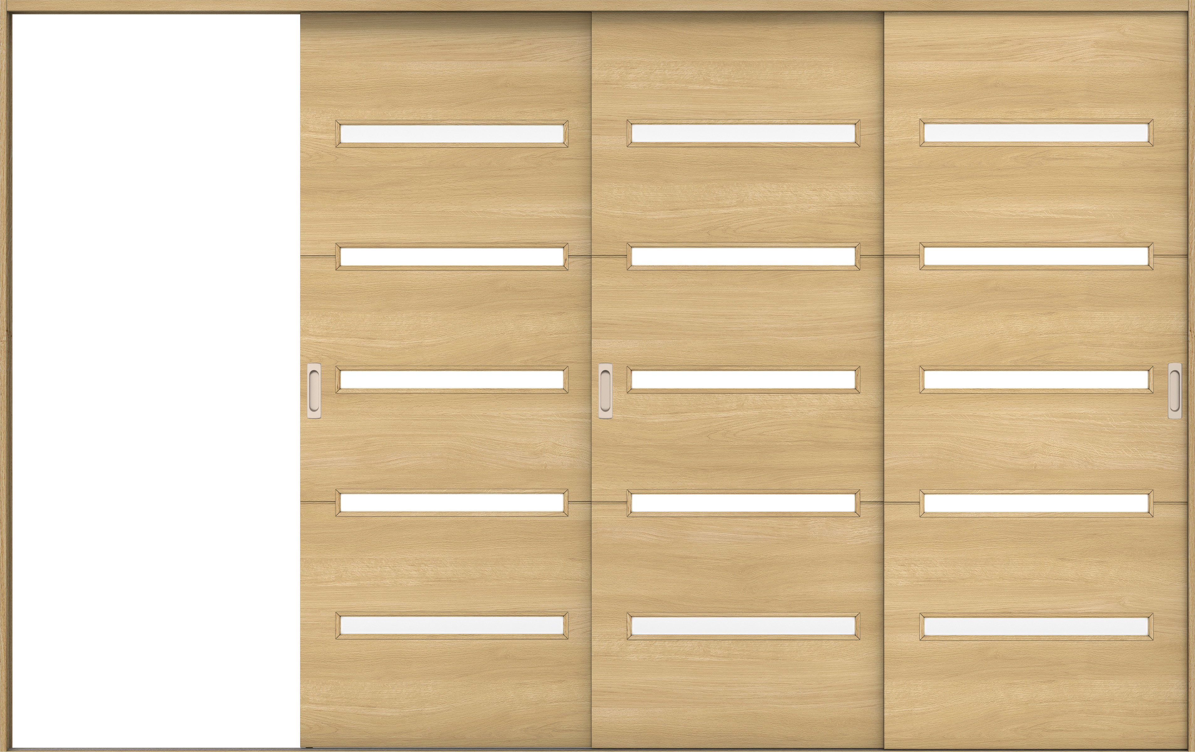 リビングドア　イエリア　引戸・３枚片引　扉セット　Ｙ４デザイン　３２２９幅用　２０００高　〈ライトオーカー柄〉　左引用　錠なし　ラクラクローズ付